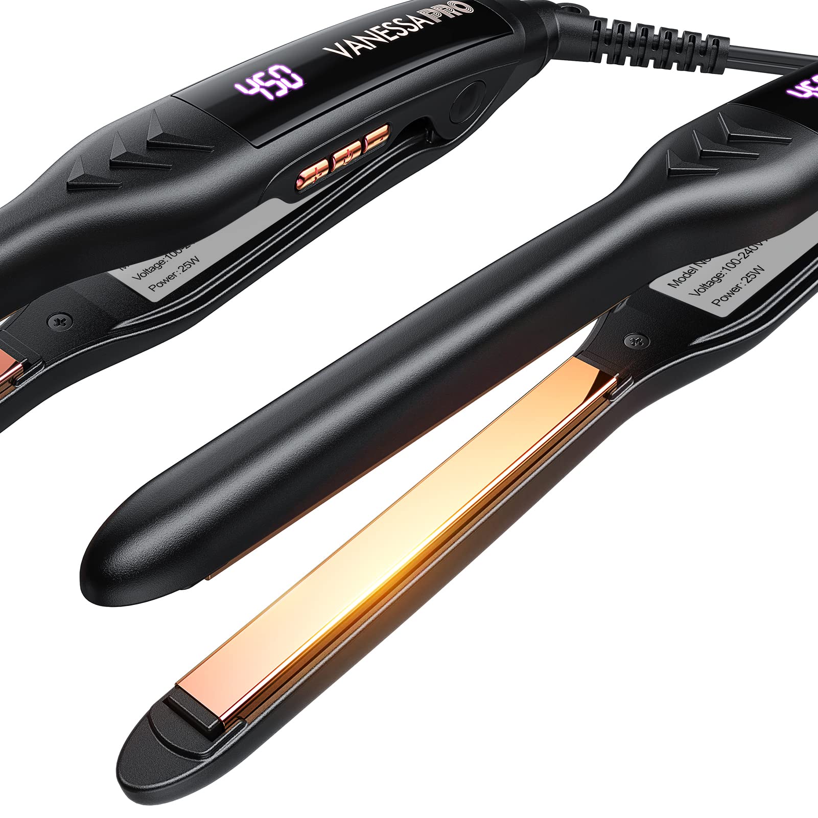VANESSA PRO Small Flat Irons for Short Hair, Pencil Flat Iron for Edge/Bang/Men's Beard - Travel Flat Iron Dual Voltage(0.3-inch