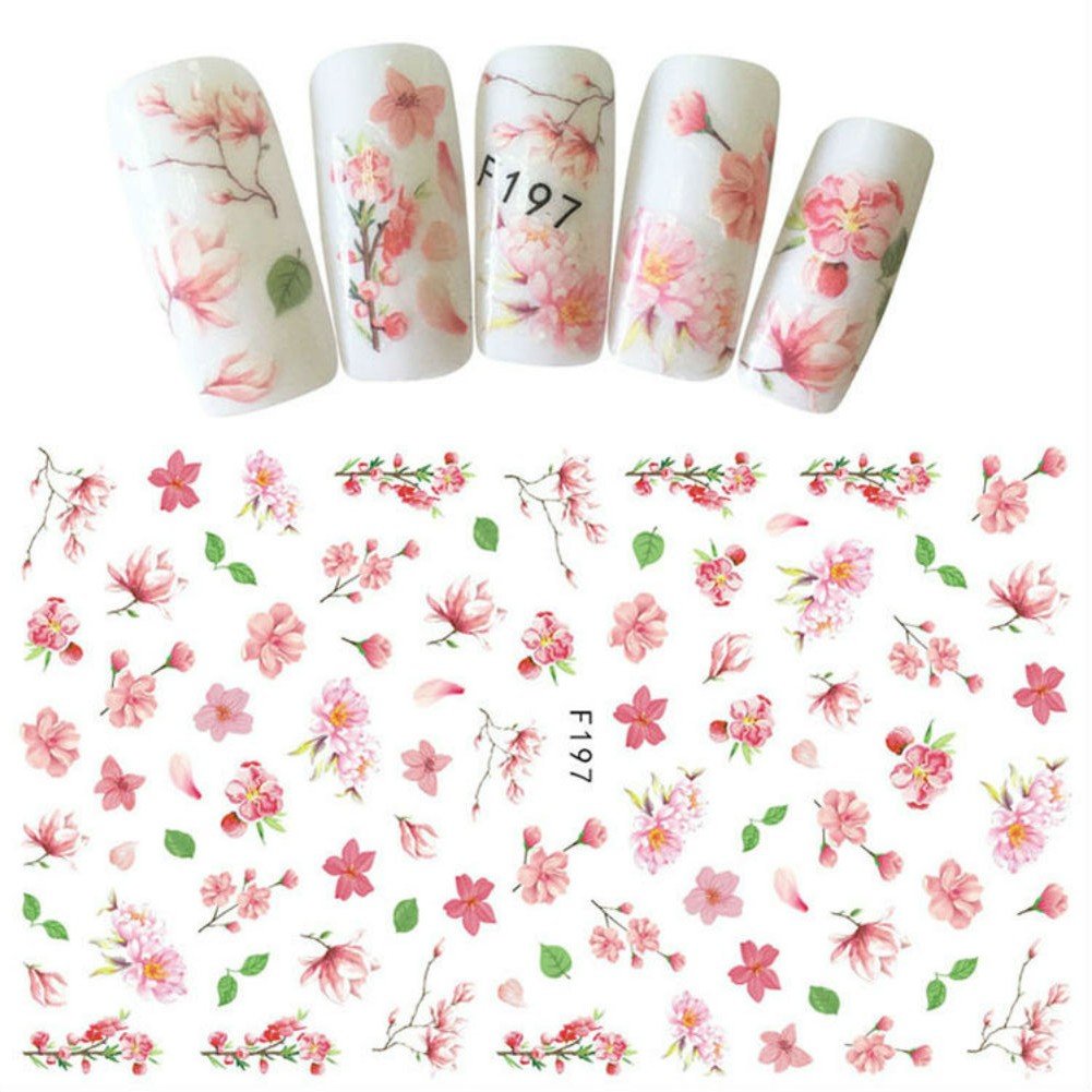 Akoak 4 Sheet/Set Nail Water Decal Stickers Animal And Floral Pattern Transfer Sticker Manicure Nail Art Decoration