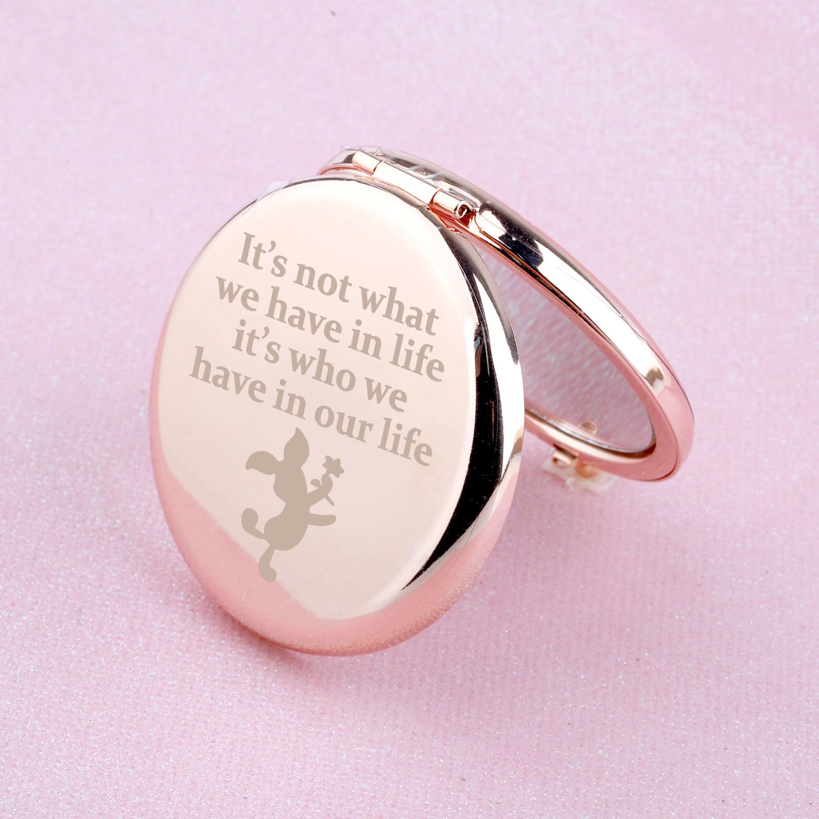WUSUANED Piglet Pocket Mirror Friendship Makeup Mirror Its Not What We Have in Life Its Who We Have in Our Life Jewelry Piglet F