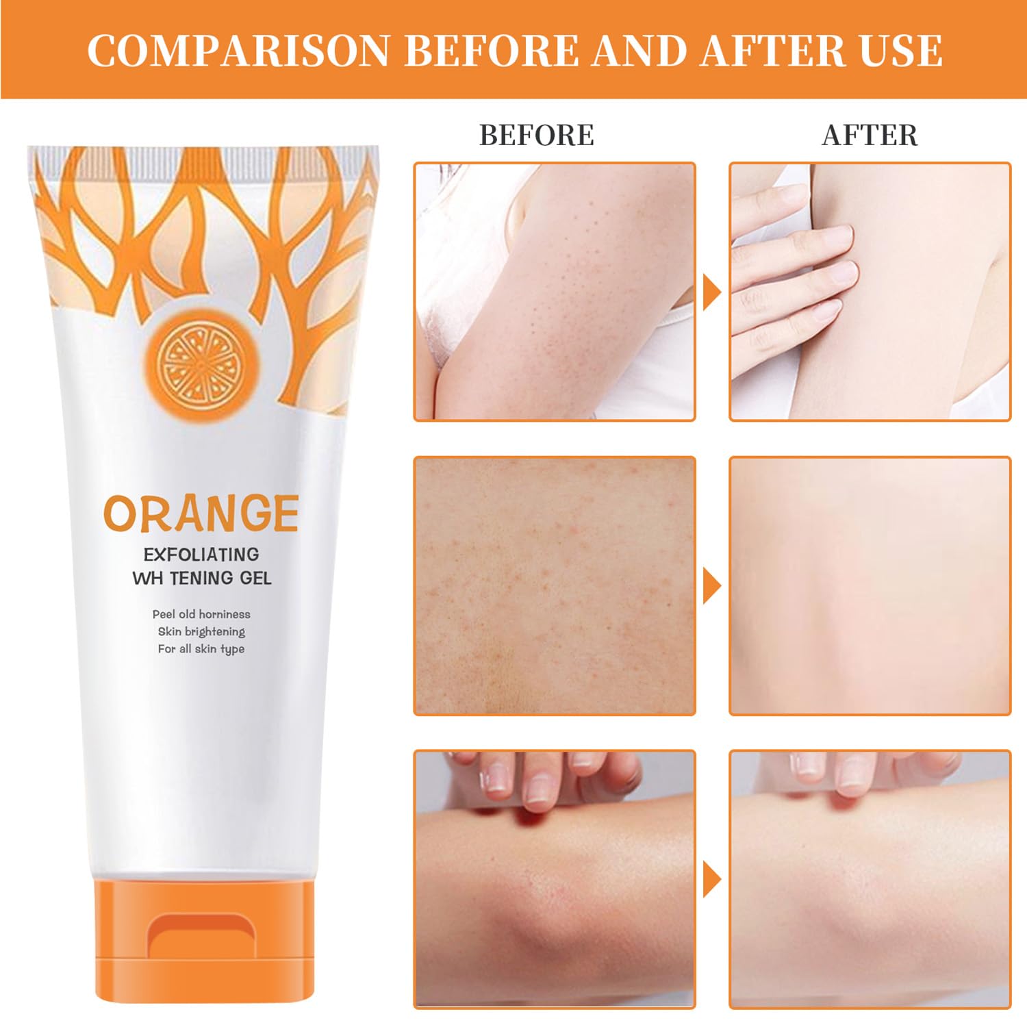 Orange Exfoliating Gel Scrub Face Body Skin,Natural Orange Peeling Gel Face Scrub,Deep Cleansing Moisturizing Facial Exfoliator