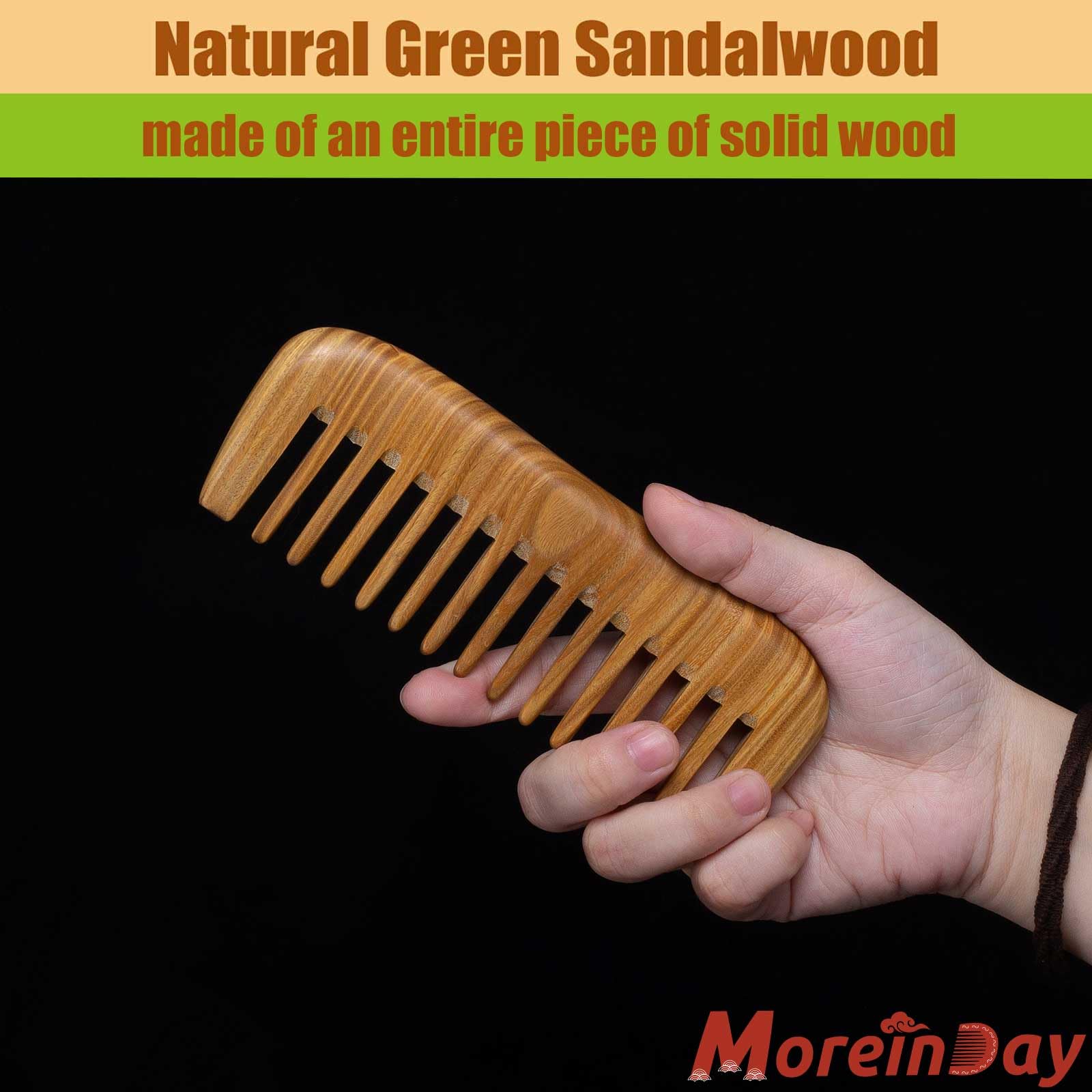 Moreinday Wooden Comb For Hair Growth, Wood Comb For Women, Wooden Wide Tooth Comb For Women, Wooden Hair Comb For Men - Green S