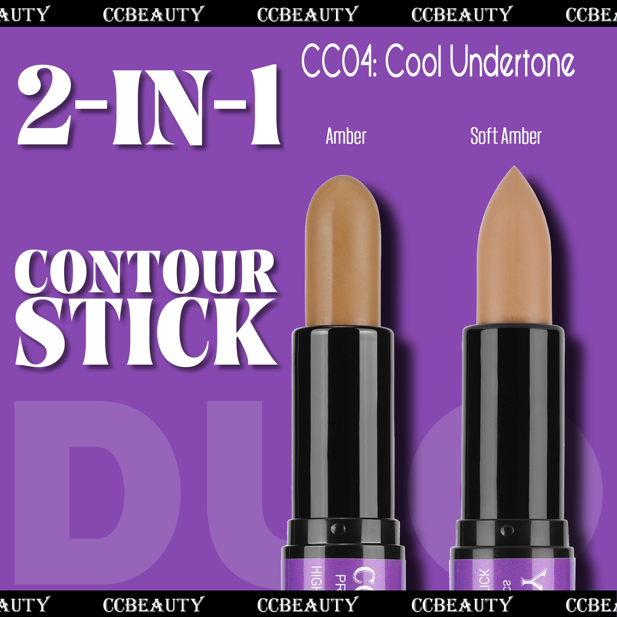 Ccbeauty 2-In-1 Contour Stick Cool Tone, Cream Dual Bronzer Concealer Shade With Cool Toned Matte Finish, Contouring Bronzing Ma