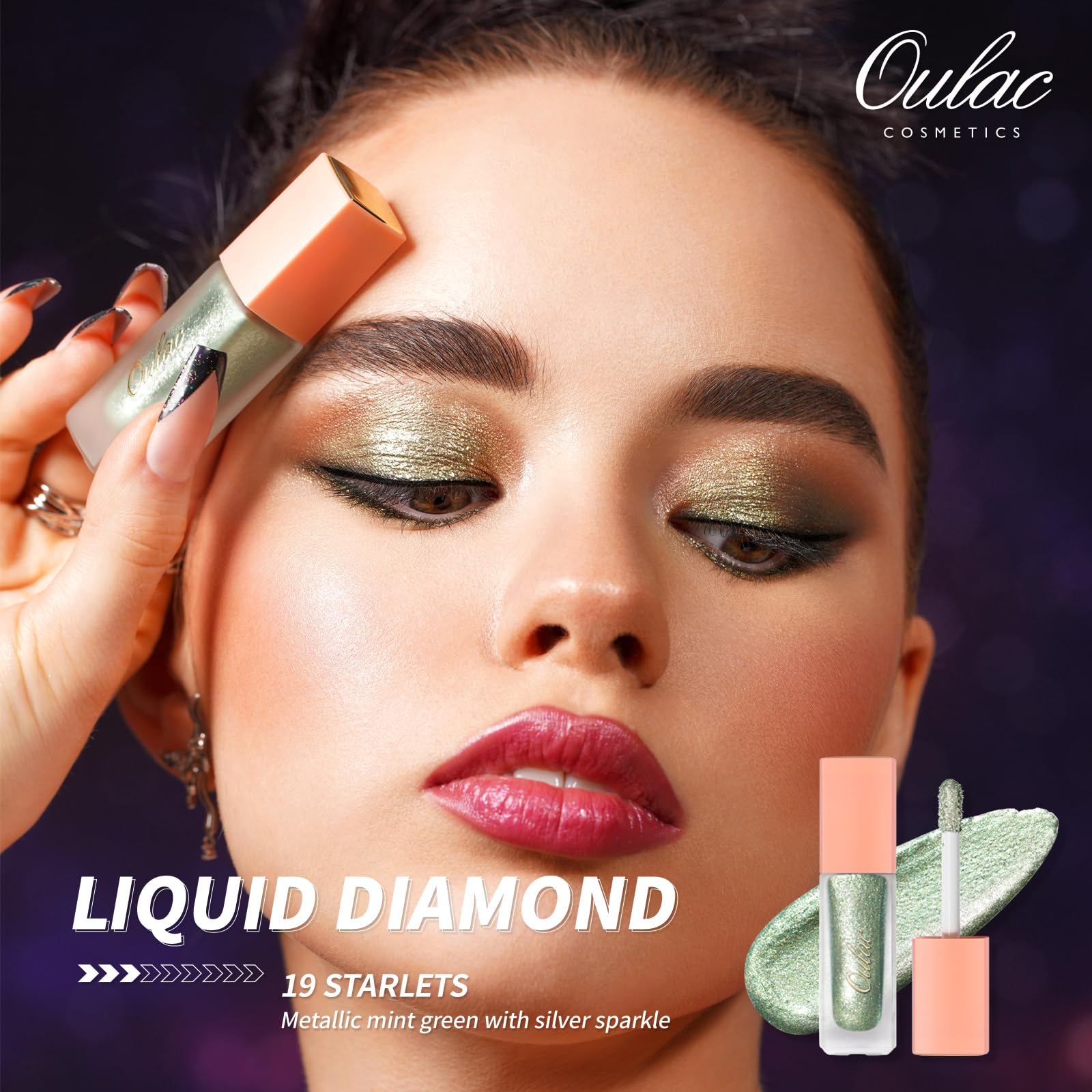 Oulac Liquid Glitter Eyeshadow Liquid Eyeshadow Green Eyeshadow Liquid Eyeliner Sparkle Glitter Eye Make Up| Glitter Finish Smoo