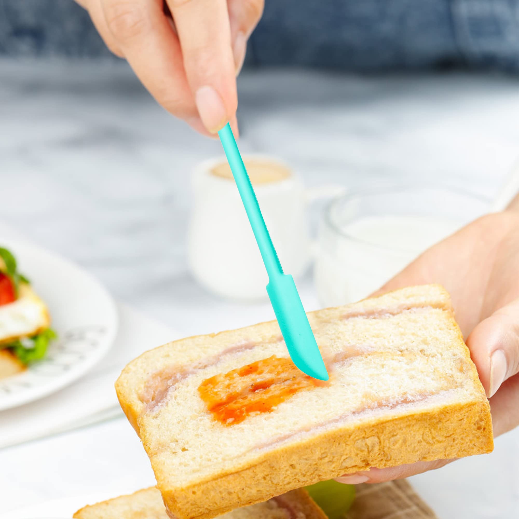 4Pcs Makeup Spatula,Mini Cosmetic Spatula,Jar Scraper Small Silicone Spatula Lotion Stirrer Get from Food Bottles Beauty Product