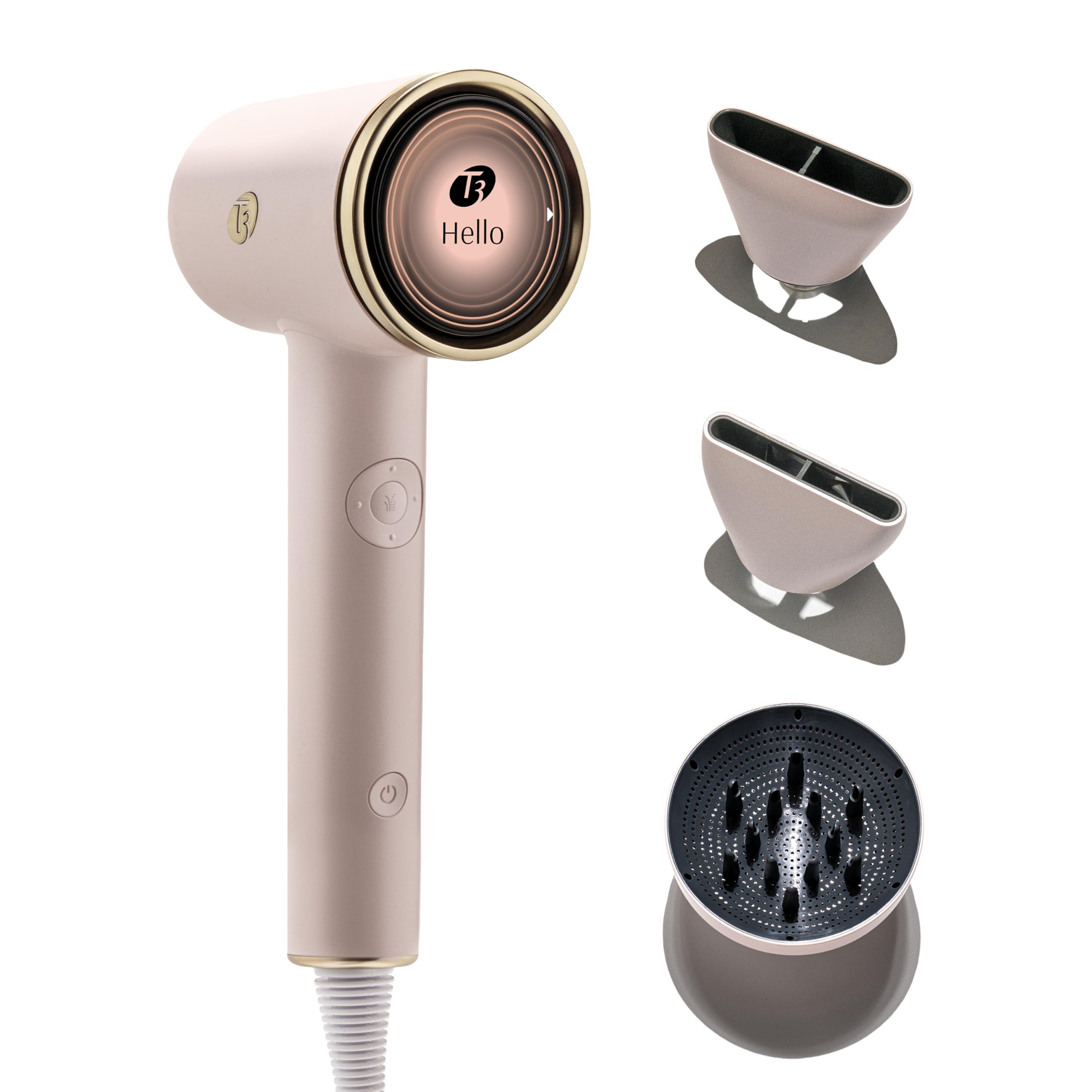 T3 Aire IQ Hair Dryer Kit with Quick Dry Concentrator, Style Concentrator, Diffuser & Dryer Stand | Fast, Healthy Blowouts with 