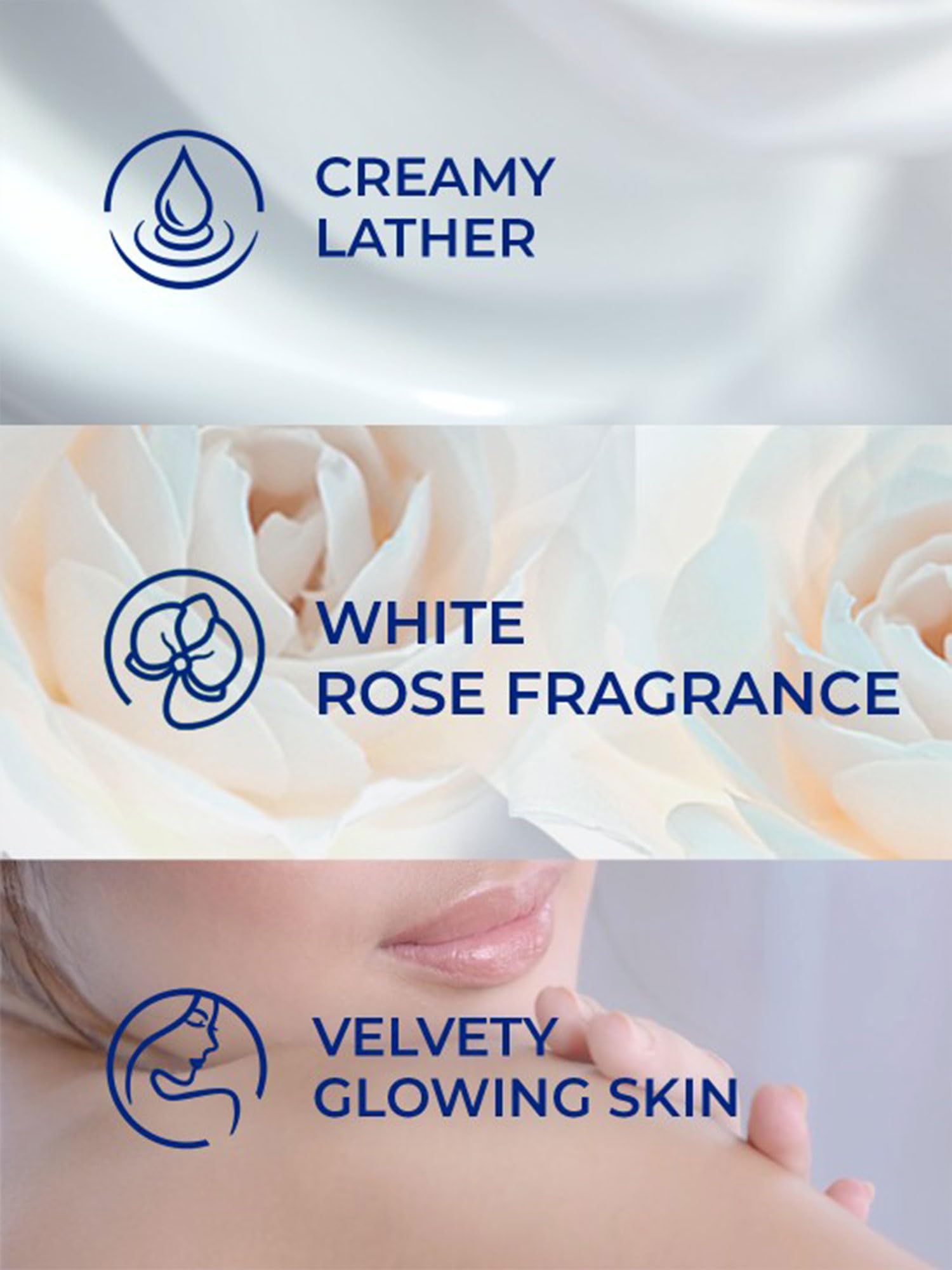 LUX International Creamy Perfection Soap With Swiss Moisturizers & Delicate White Flower Scent - 75 g (Pack of 3)
