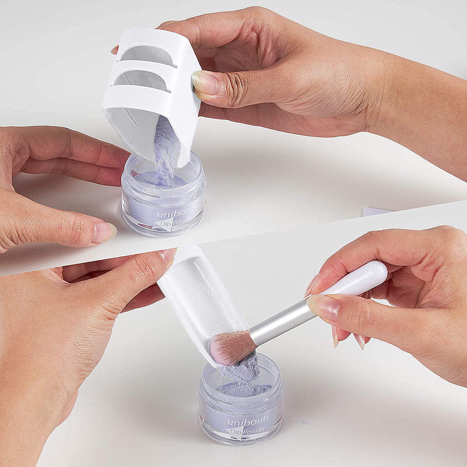 Unibouti Nail Dip Powder Recycling Tray System With Scoops And Cleaning Brush, Nail Art Accessories Makeup Tool Powder Glitter S
