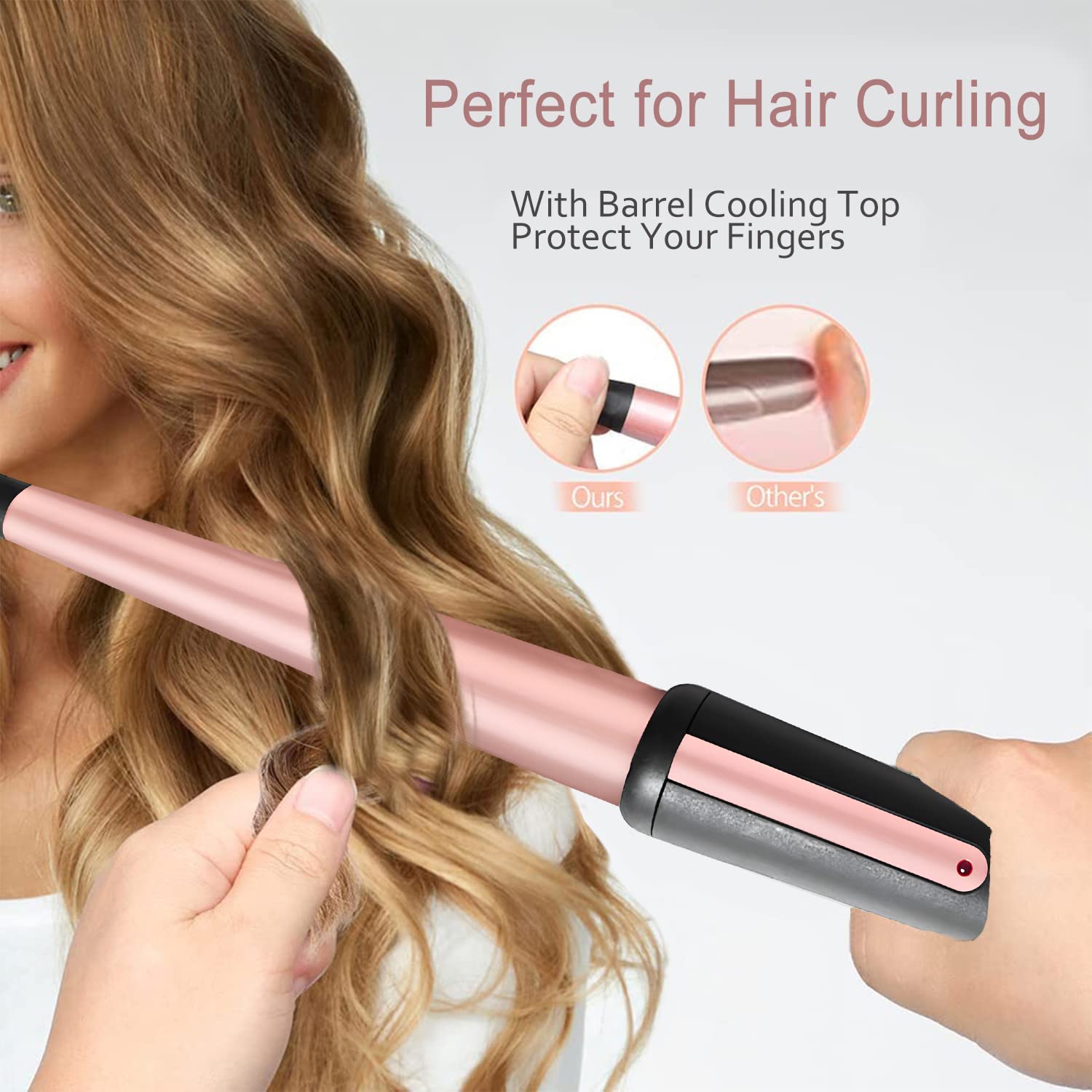 Hair Curling Wand, 0.5-1Inch Tapered Curling Iron, Professional Ceramic Hair Curler Wand With Heat-Resistant Glove, Dual Voltage
