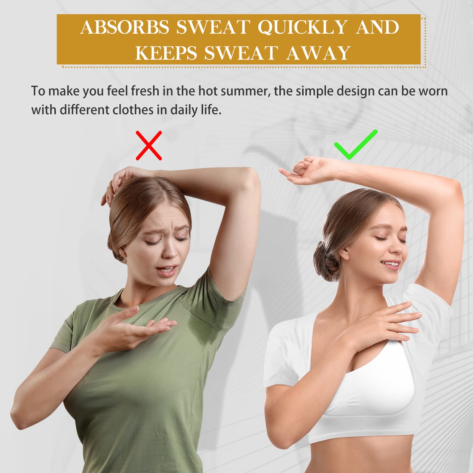 Zhanmai 3 Pcs Underarm Sweat Vest Breathable Underarm Sweat Proof Pads For Under Armpits Sweat For Women Girls Ladies(White, Bla