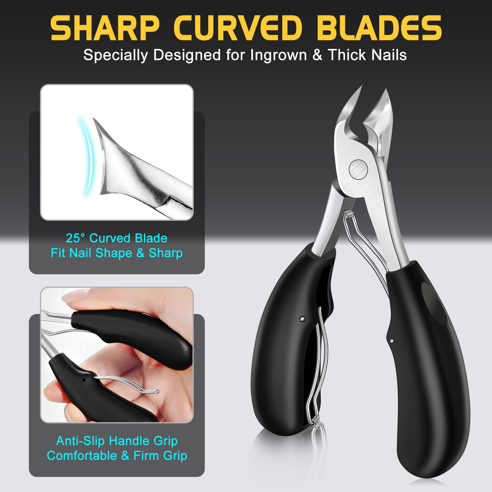 Toenail Clippers For Seniors Thick Toenails Nails, Large Toe Nail Clippers With Wide Jaw Opening, No Splash Nail Clippers With C