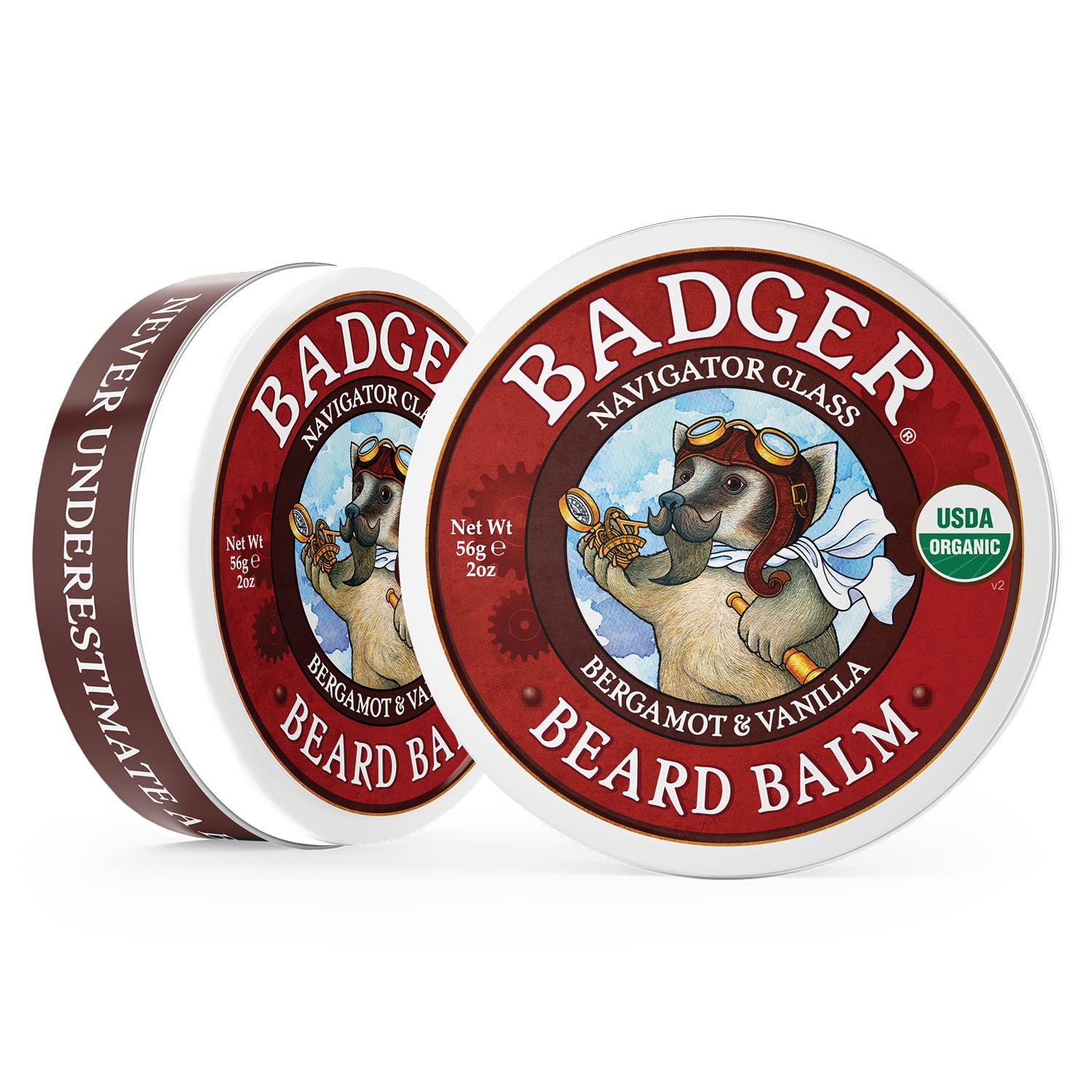 Badger Organic Beard Balm - Leave-In Conditioner, Styling & Moisturizing Treatment For Facial Hair & Mustache, 2 Oz