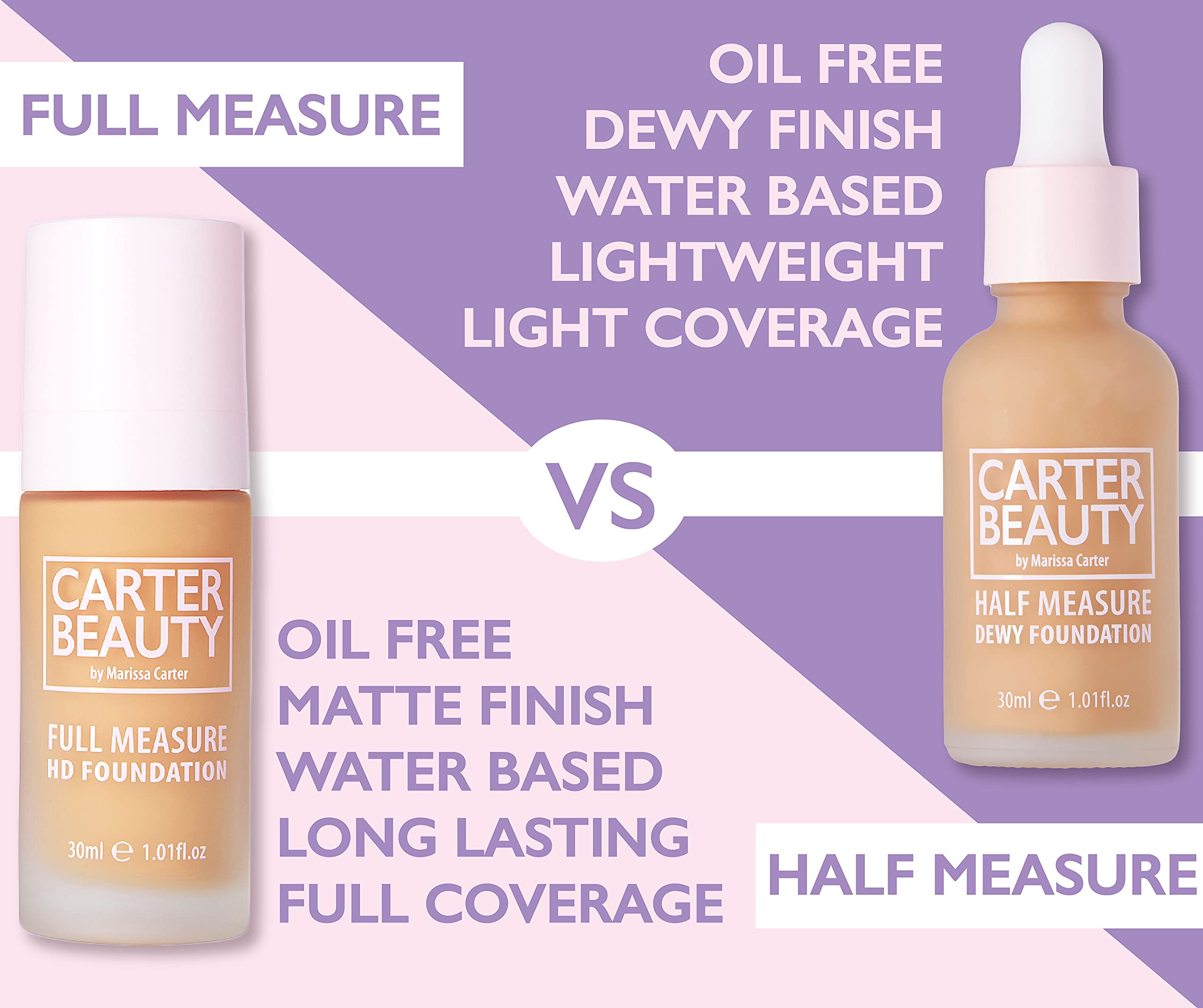 Carter Beauty Full Measure Hd Foundation - Lightweight, Full Coverage Matte Formula - Water-Based Super Soft Skin Perfector - Ve