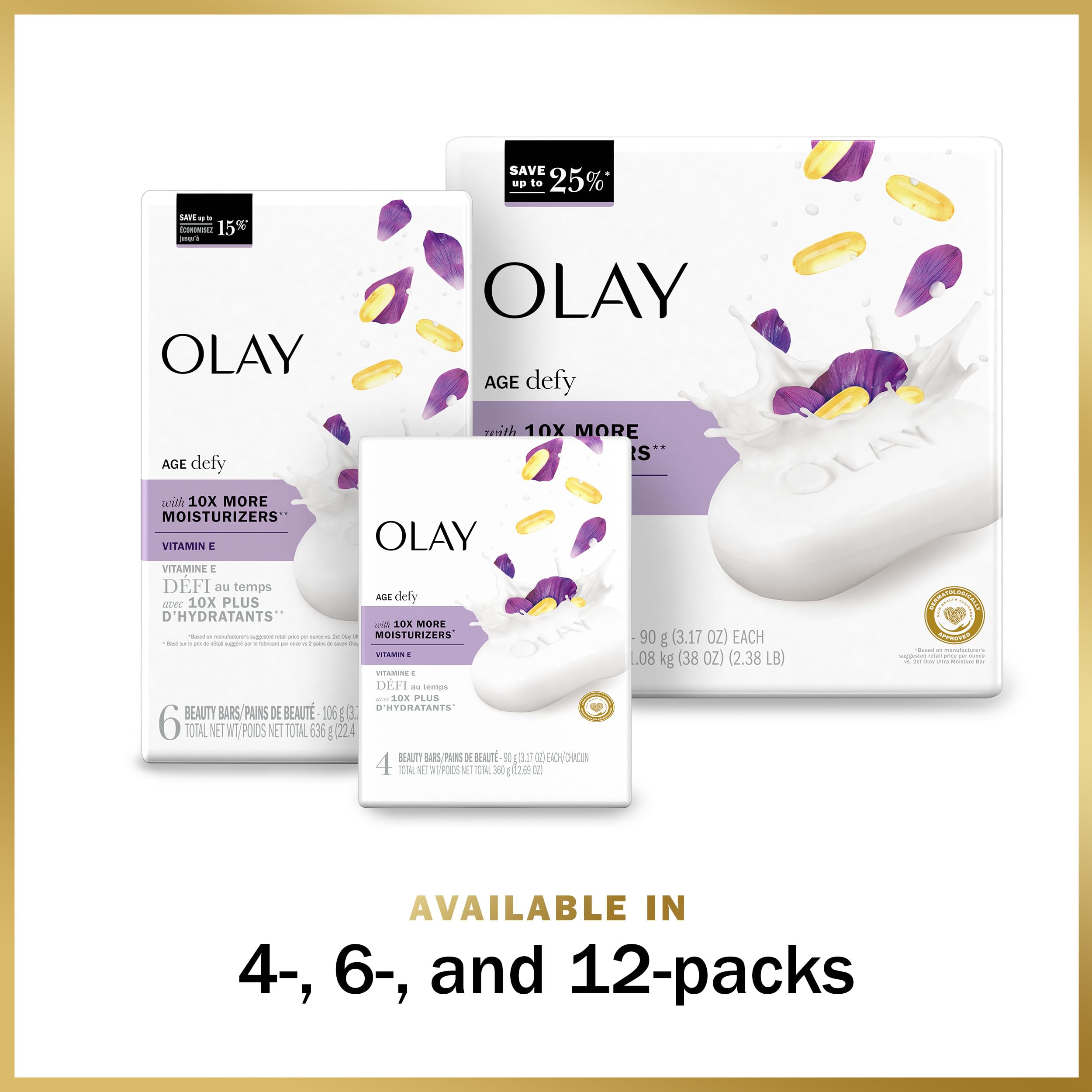 Olay Age Defying Bar Soap with Vitamin E and Vitamin B3 Complex Beauty Bars 3.75 oz (6 Count)