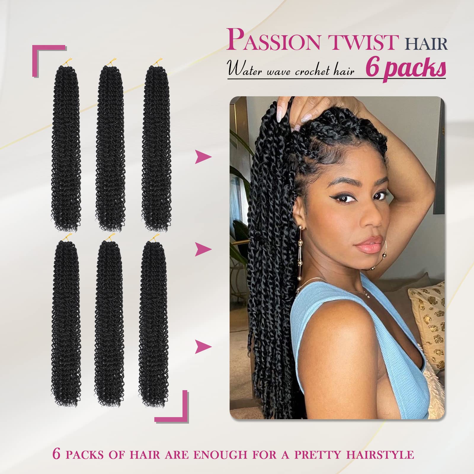 Dansama 24 Inch Passion Twist Hair Water Wave Braiding Hair For Butterfly Style Crochet Braids Bohemian Hair Extensions (24Inch,
