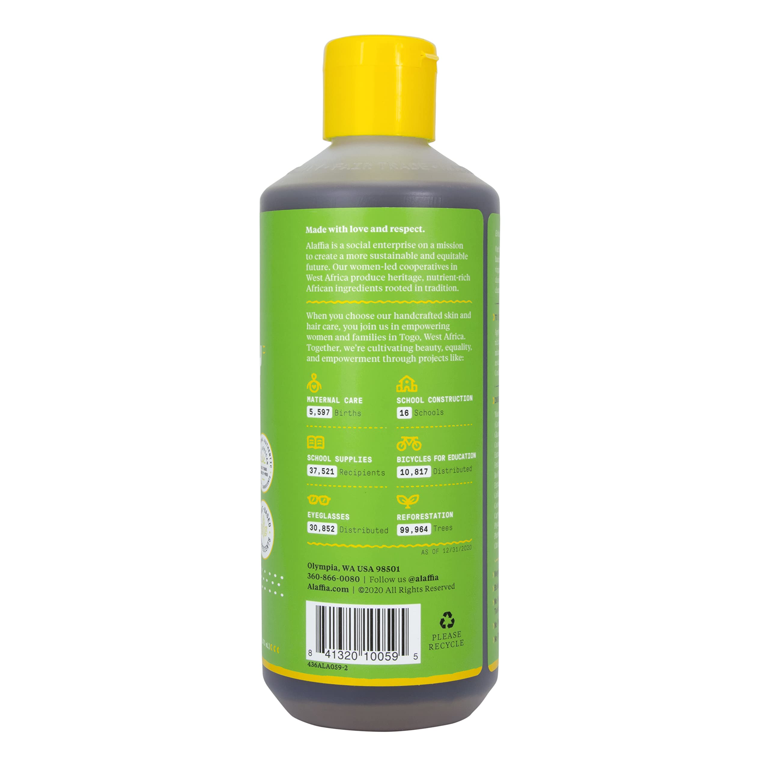 Alaffia Hair Care, Everyday Coconut Shampoo, Gentle & Hydrating Daily Cleansing, Wavy & Curly Hair Products, Vitamin E, Virgin C