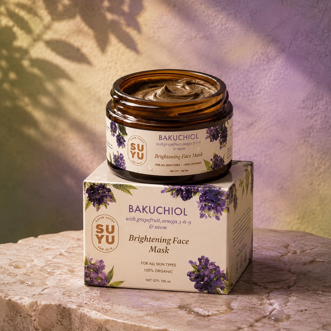 Suyu Bakuchiol Brightening Face Mask For Texturedskin  100 Gm | Organic Face Mask With Beeswax And Lavender To Nourishskin | Re