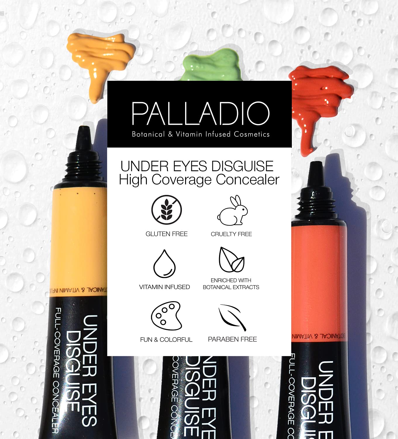 Palladio Under Eyes Disguise Full Coverage Concealer, Green Tea, 0.35 Ounce