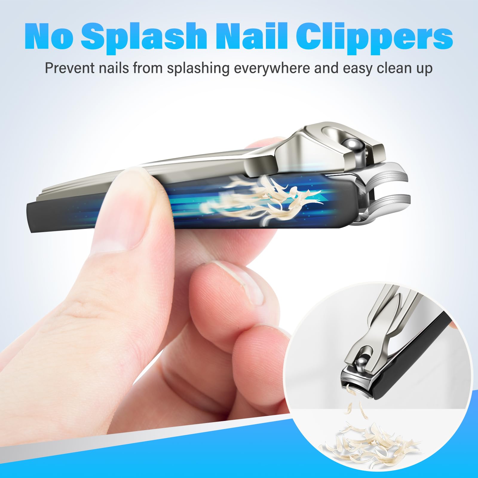 Nail Clippers For Men Women With Catcher, 2 Pack Sliver Large Small Anti Splash Self-Collecting Fingernail & Toenail Clippers, S