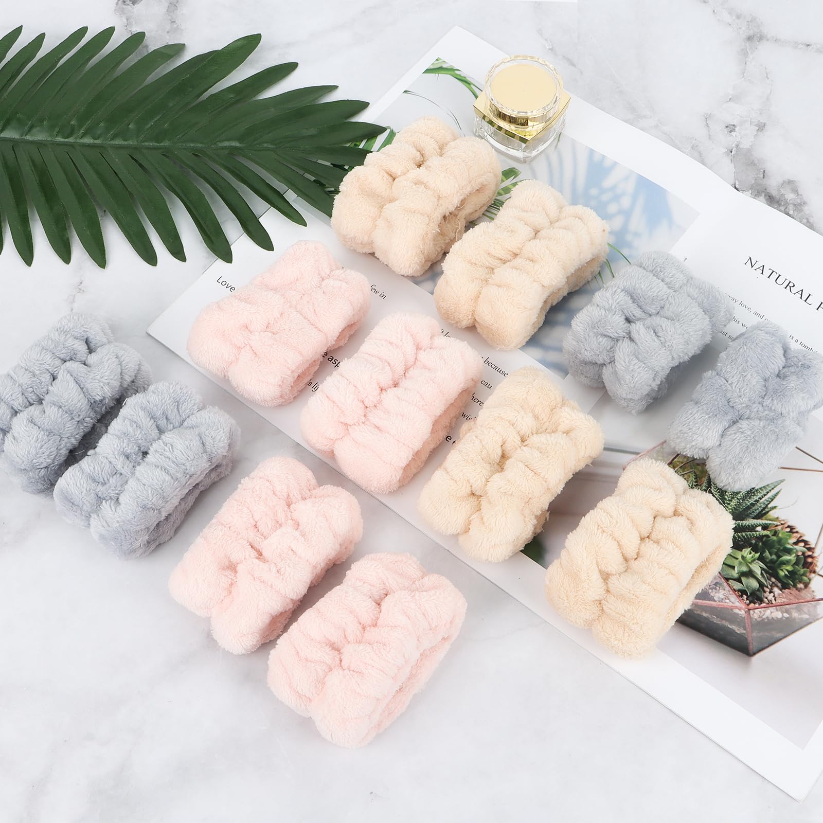 Whavel Spa Wristbands - 6 Pairs Absorbent Wrist Towels For Face Washing, Sweatbands To Prevent Liquid Spilling Down Arms