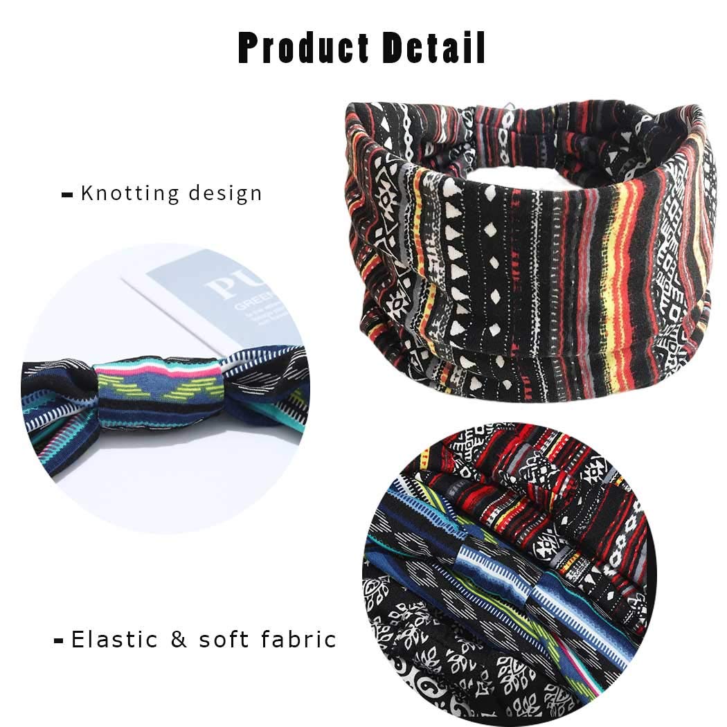 Gortin Boho Headbands Stretch Wide Hair Bands Black Elastic Yoga Sweatband Knoted Turban Headband Cloth Twist Head Wraps Stylish