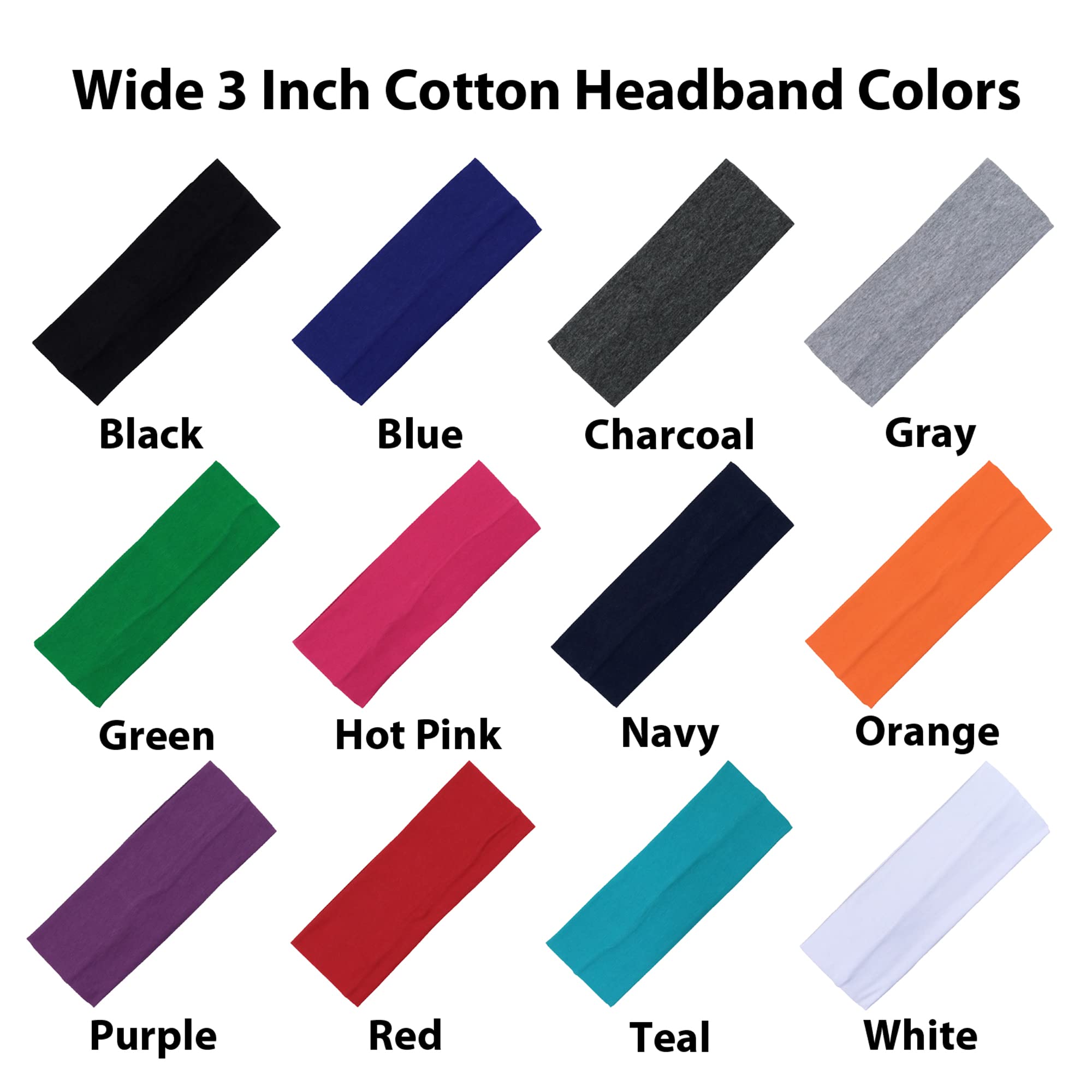 3'' Wide Cotton Headbands Pack Stretch Elastic Yoga Soft And Stretchy Sports Sweatbands Fashion Headband For Teens Women Girls M