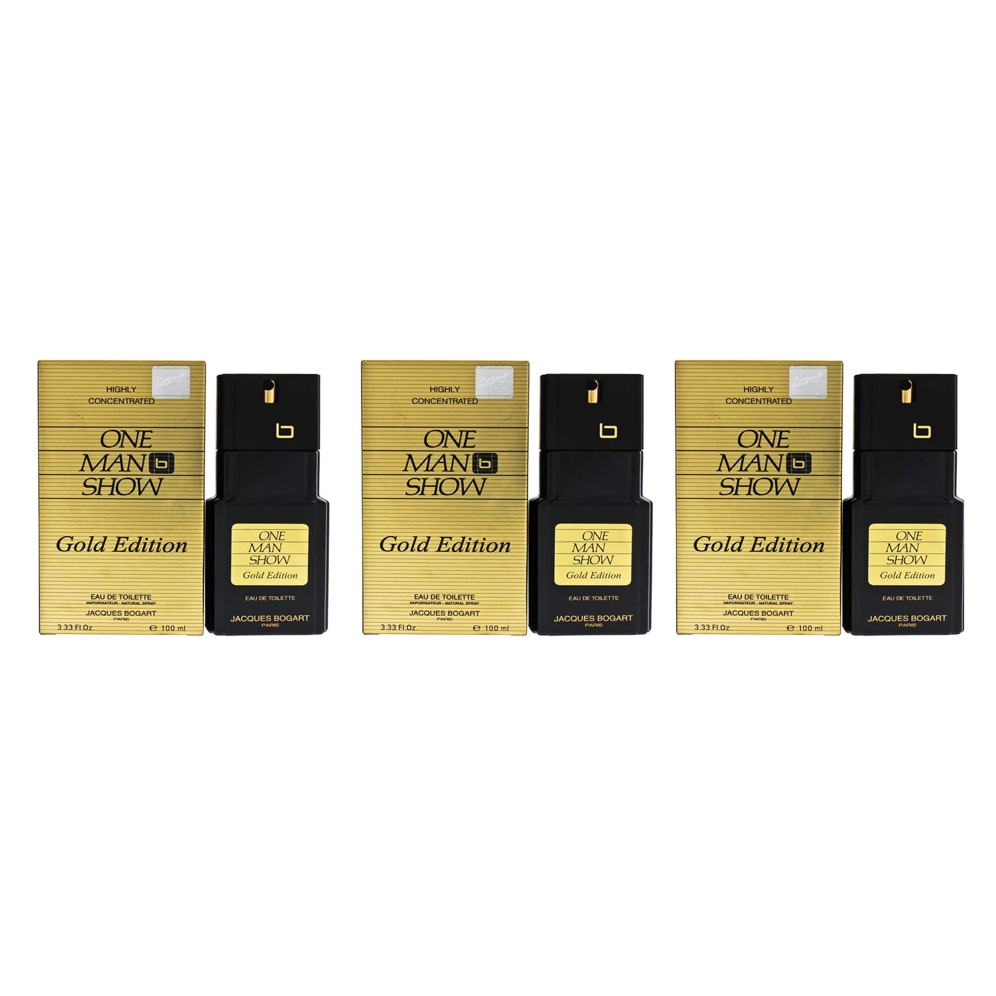 One Man Show by Jacques Bogart for Men - 3.33 oz EDT Spray (Gold Edition) - (Pack of 3)