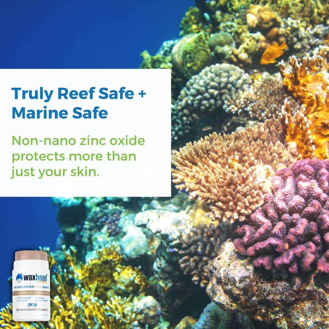 Waxhead Tinted Zinc Stick - Truly Reef Safe Sunscreen, Mineral Sunscreen Face Sunscreen Stick Zinc Oxide Sunscreen, Tinted Zinc