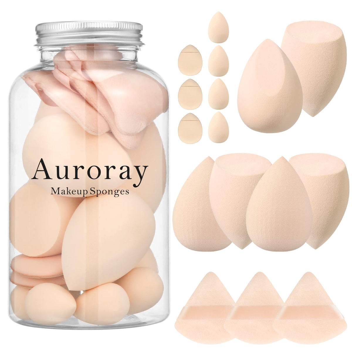 16Pcs Makeup Sponges With 3Pcs Concealer Mini Make Up Sponge Puff, 3Pcs Powder Puff, 4Pcs Mini Makeup Blender Sponges