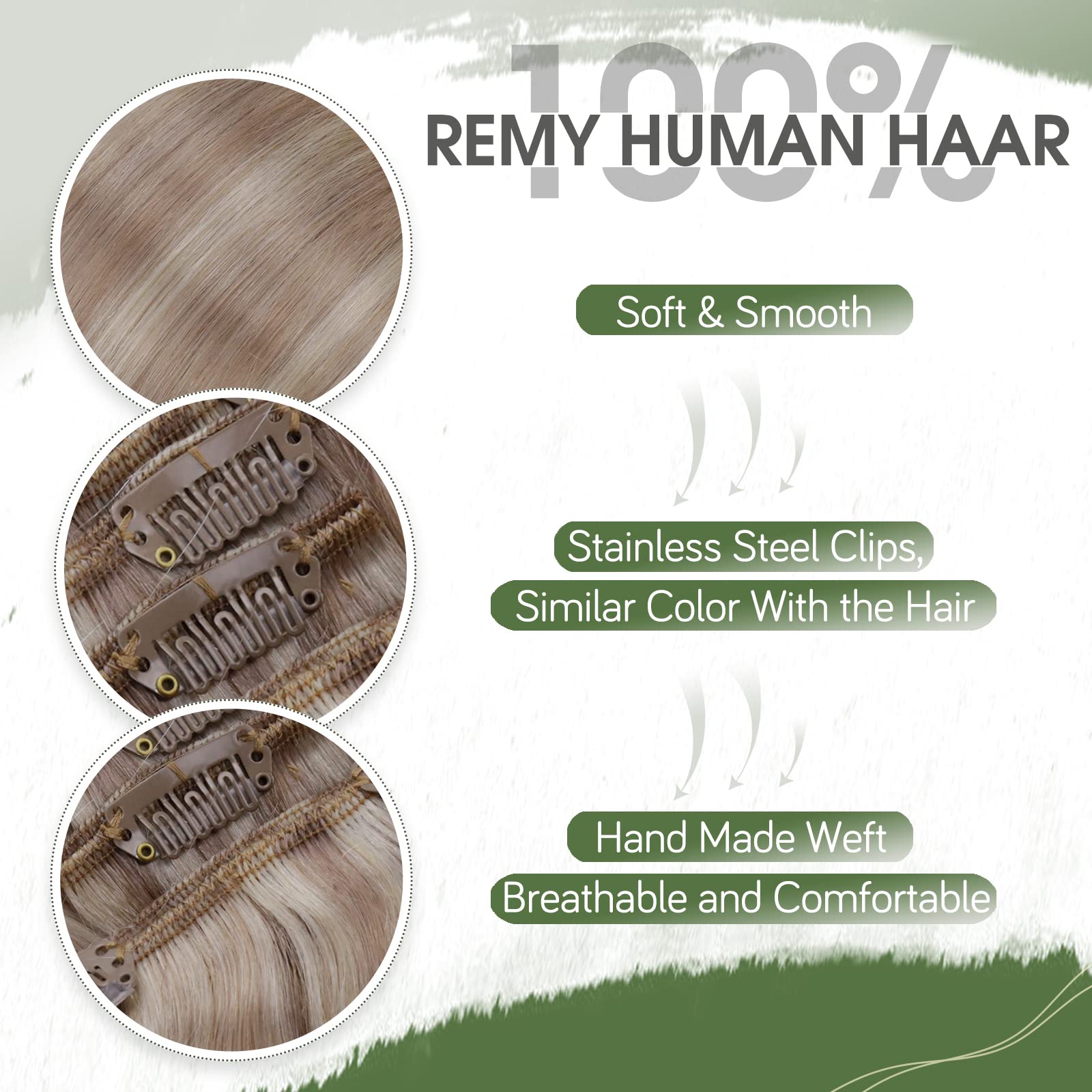 Hetto Blonde Hair Extensions Clip In Human Hair Ash Blonde Highlighted Bleach Blonde Natural Clip In Hair Extensions Real Human