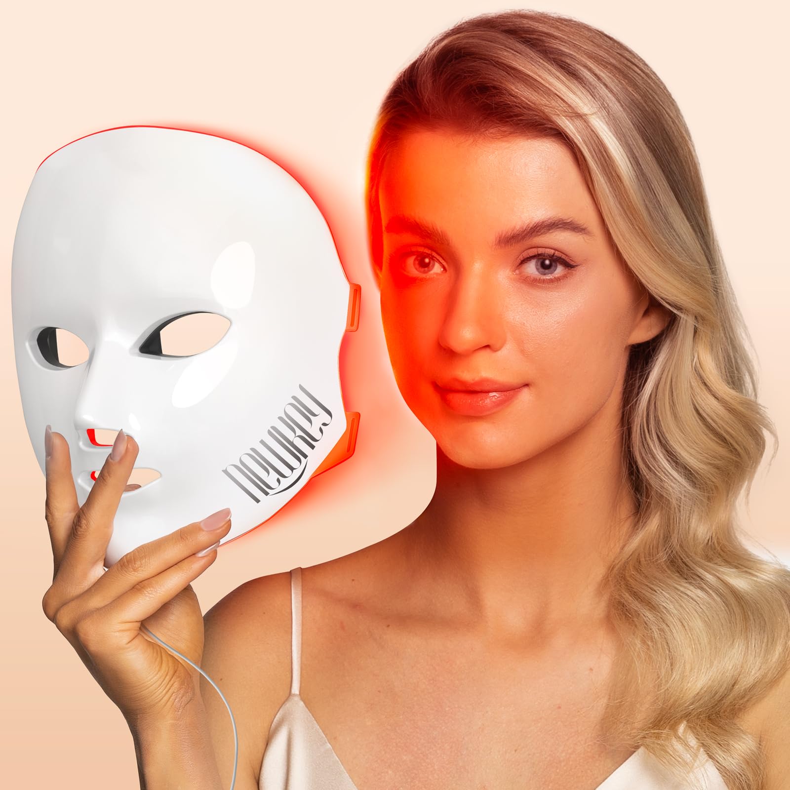 Newkey Blue Light Therapy For Acne, 7 Colors Led Face Mask Light Therapy, Blue Red Light Therapy Mask For Wrinkle Acne Reduction