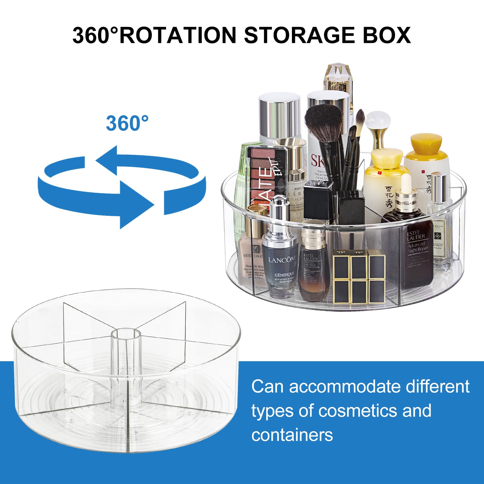 360 Rotating Makeup Organizer 11.5'' Clear Turntable Lazy Susan Organizer For Vanity, Bathroom Counter, Pantry, Cabinet, Spinnin