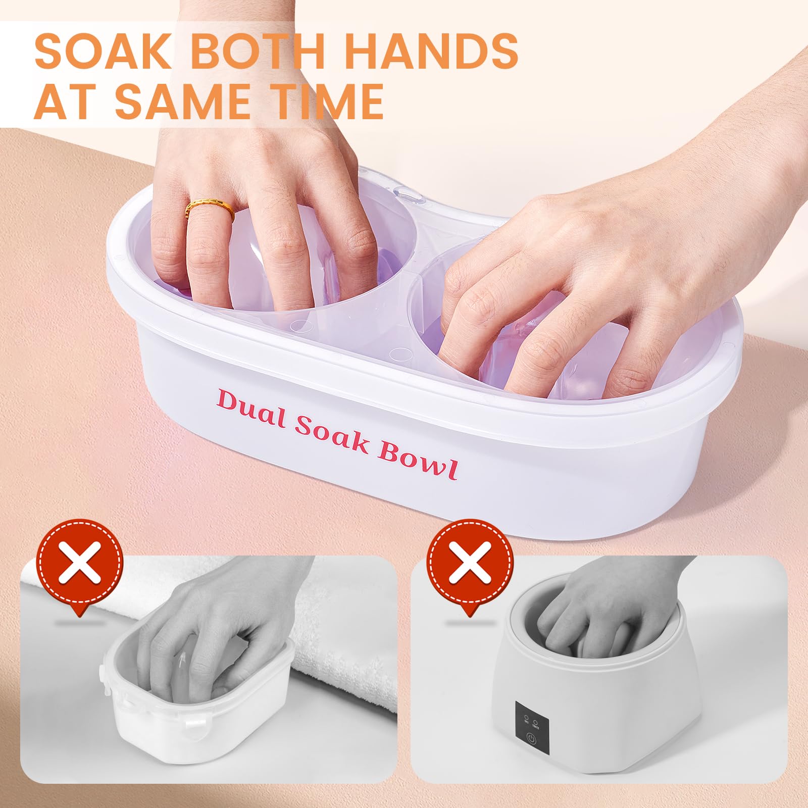 Dual Nail Soaking Bowl Acetone Proof: Nail Polish Acrylic Nail Remover Soak Off Bowl- Dip Powder Remover Manicure Bowl For Salon