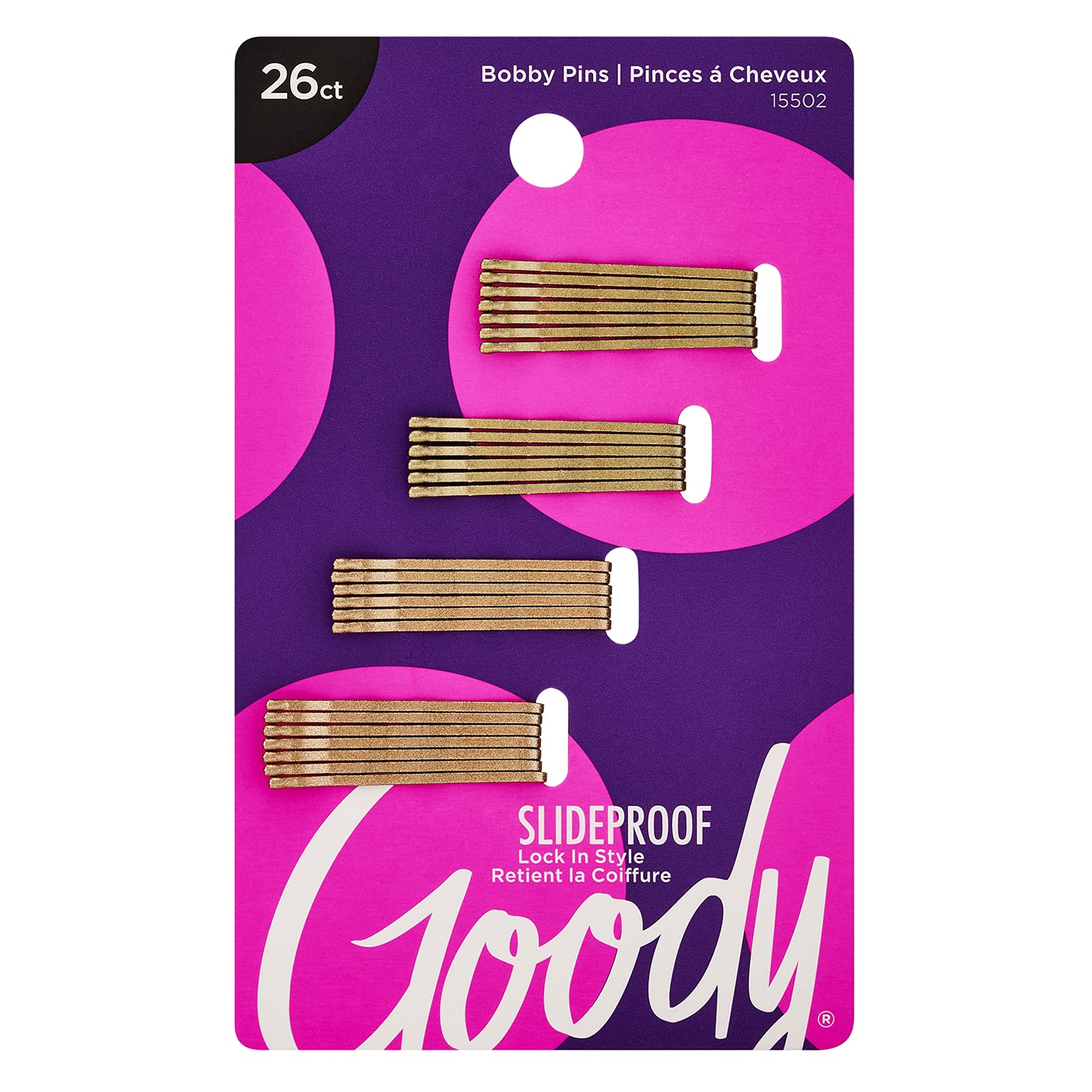 Goody Styling Hair Bobby Pins - 26 Count, Metallic Blonde - Slideproof And Lock-In Place - Suitable For All Hair Types - Pain-Fr