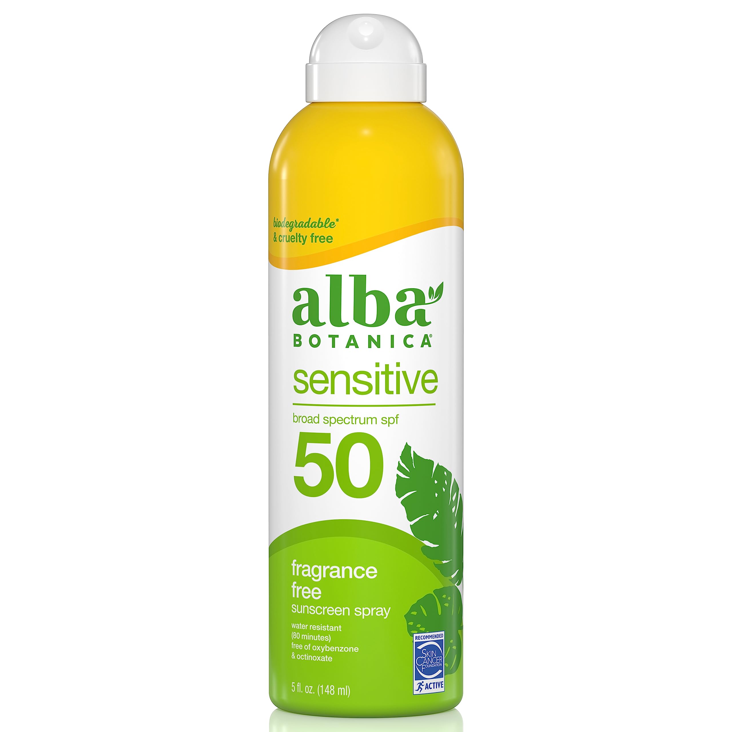 Alba Botanica Sensitive Sunscreen Spray, Spf 50, Fragrance Free, 6 Oz (Packaging May Vary)