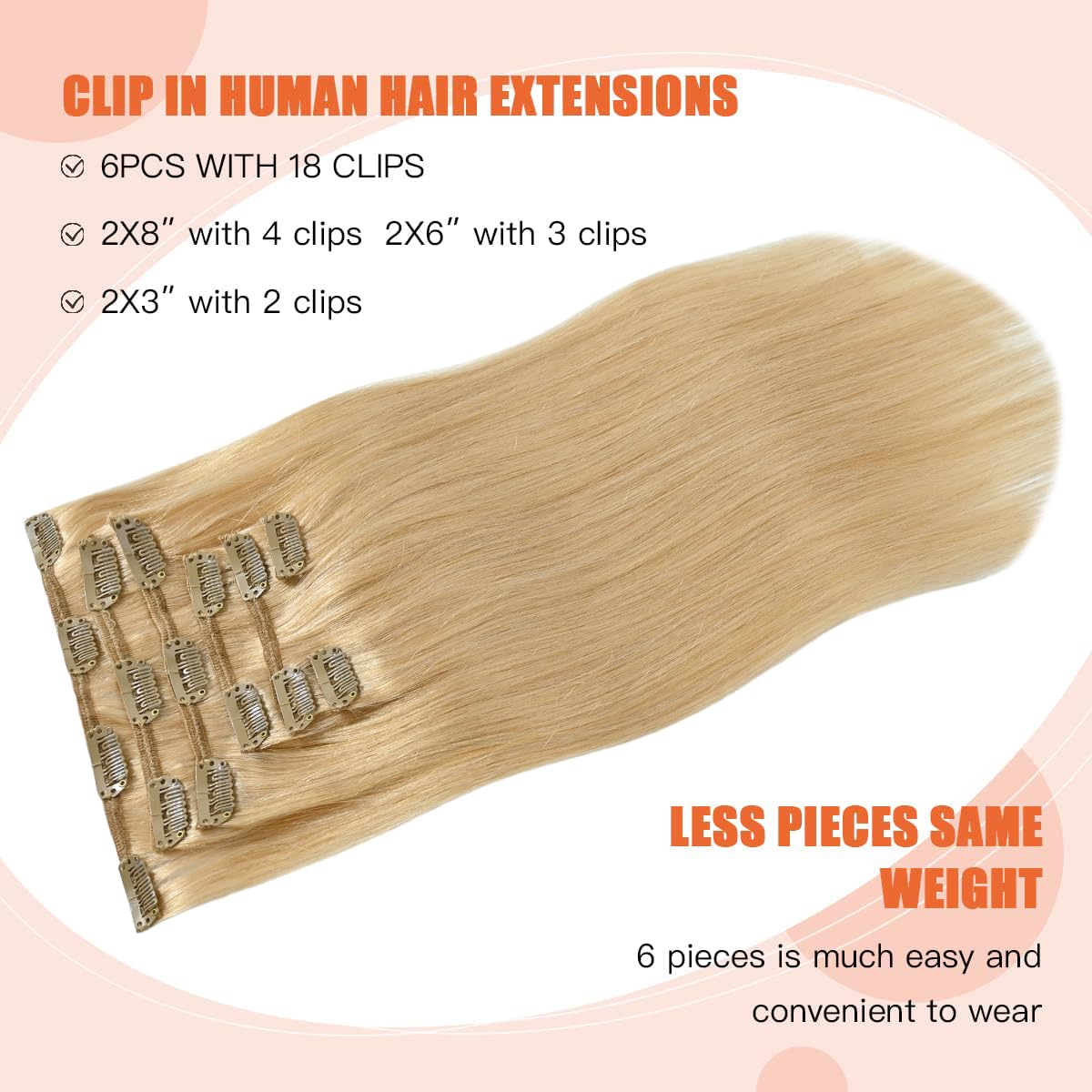 Ugotrays Light Honey Blonde Clip In Human Hair Extensions 70G 15Inch 7Pcs Straight 9A #27 Real Human Hair Clip Ins 16Clips For W