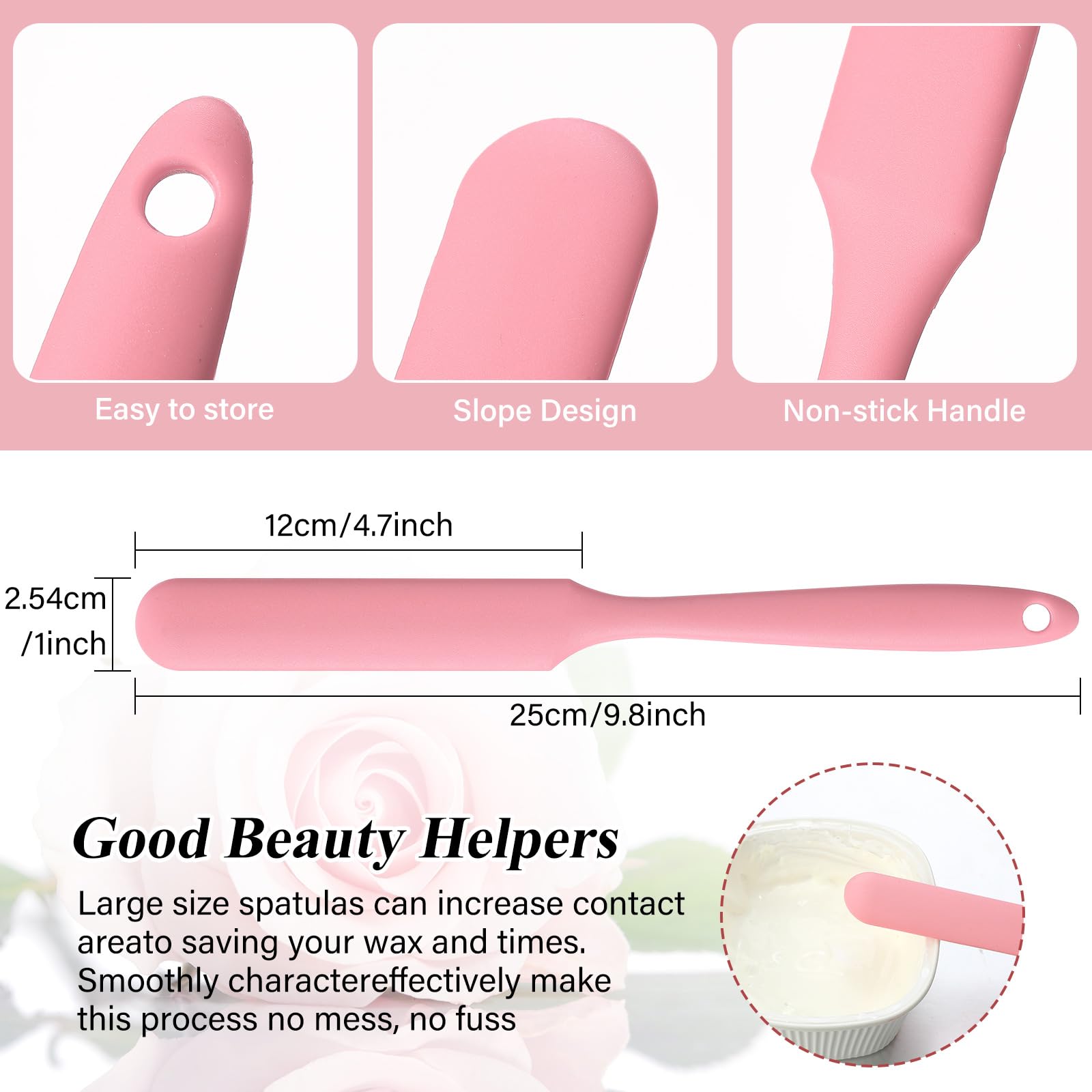 Patelai Non Stick Wax Spatulas Silicone Waxing Sticks Waxing Applicator Hair Removal Large Reusable Scraper Large Area Hard Wax