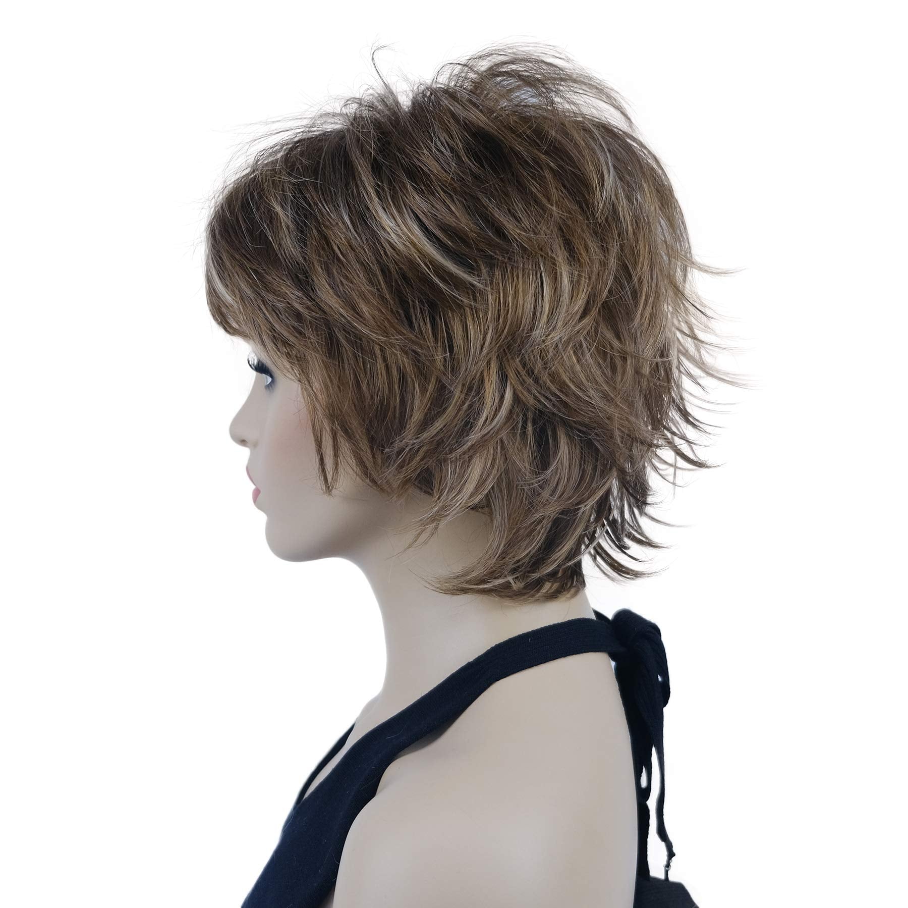 Lydell Short Layered Shaggy Wavy Full Synthetic Wigs (V6 Light Reddish Brown With Blonde Highlight)