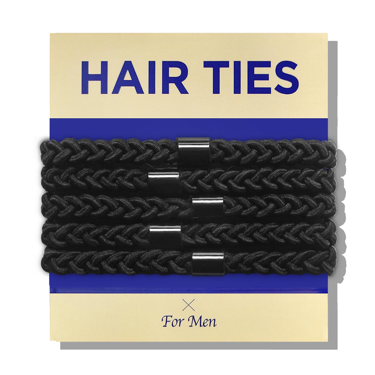 HAVHAF Braided Mens Hair Ties For Men 5 pcs(XL, Black) - For Buns curly Thick Dense Hair Elastic Hair Ties For guys  No damage c