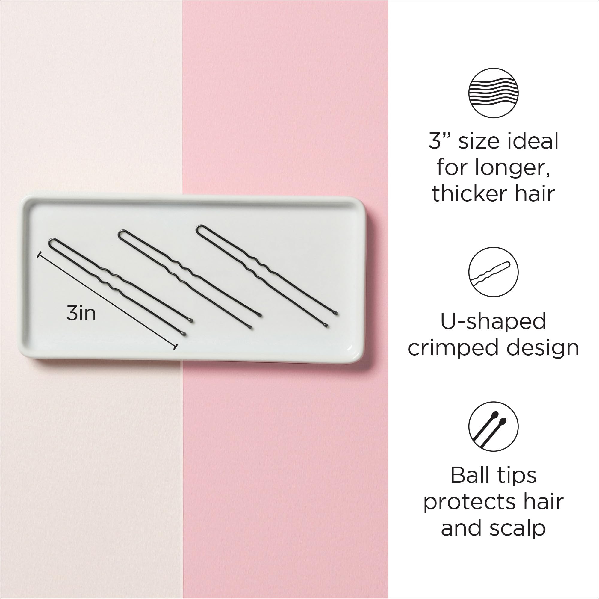 Diane Hair Pins, Black, 3 (D473)