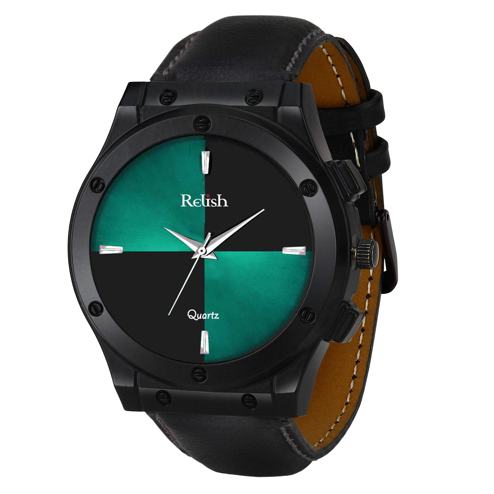 Relish Men Black Stainless Steel Analog Display Quartz Watch Black Strap