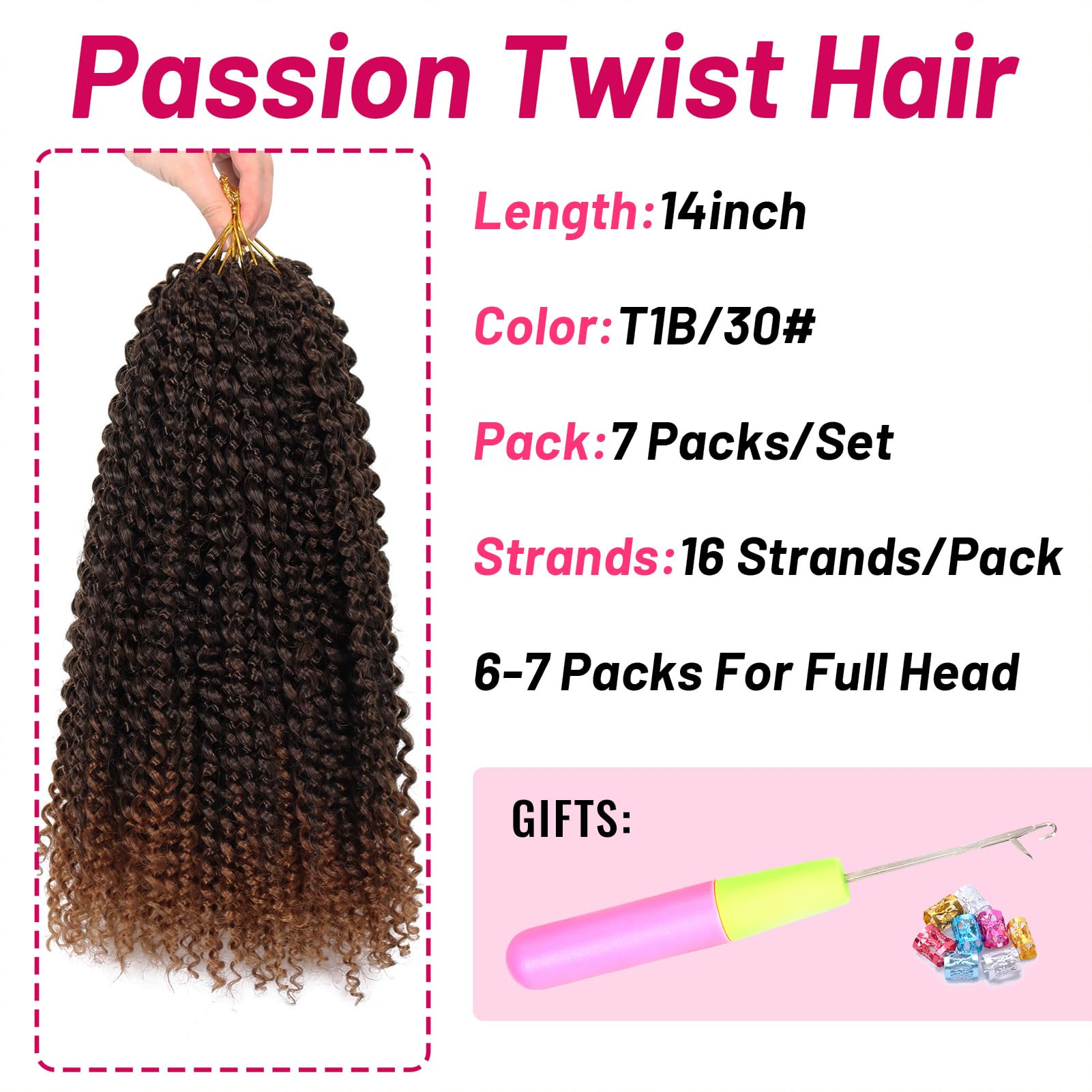 Dorsanee Ombre Brown Passion Twist Hair 14 Inch 7 Packs Water Wave Crochet Hair Long Bohemian Curly Braiding Hair For Butterfly