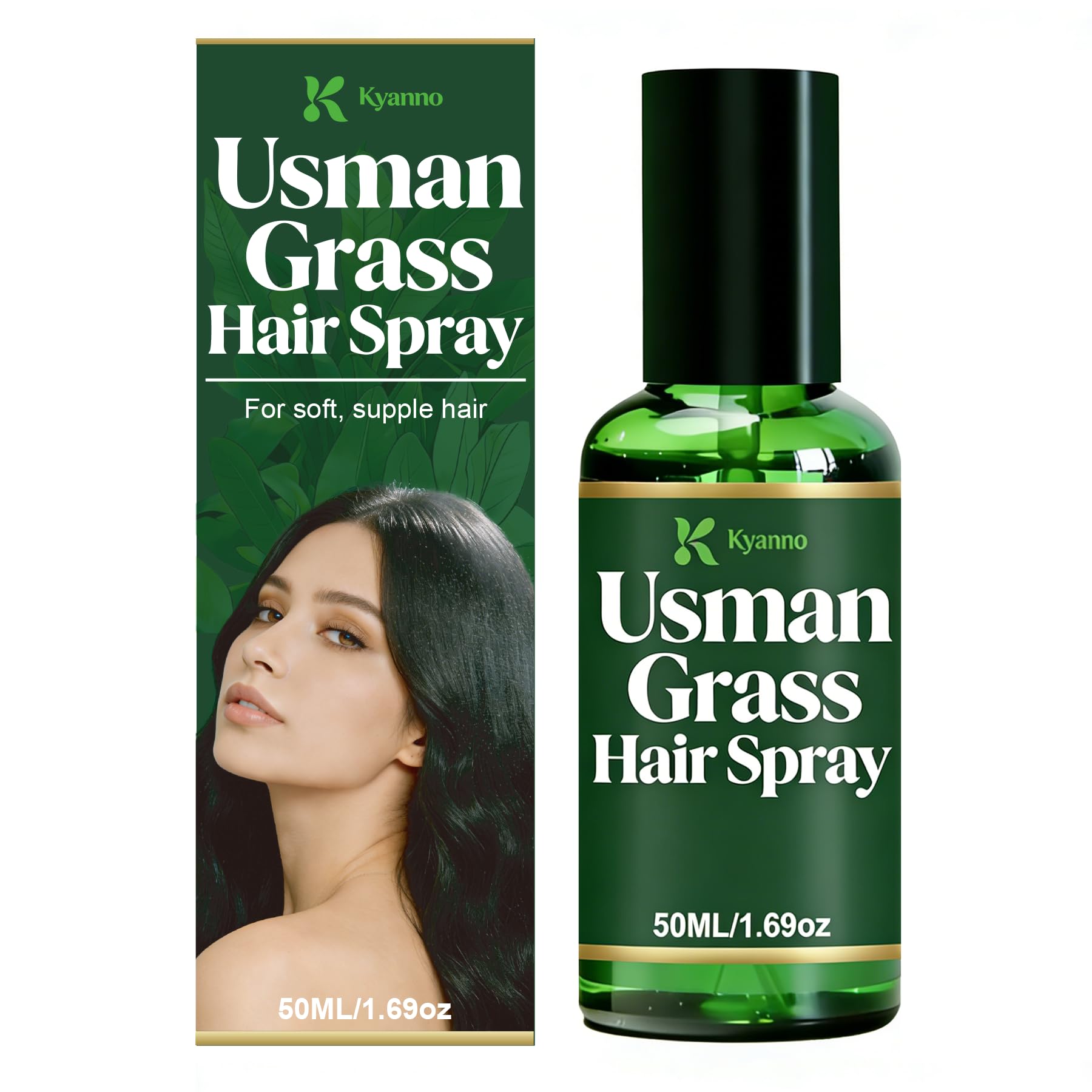 Kyanno Natural Usman Grass Spray for Men and Women Thinning Hair, Boost Growth & Darkening Scalp Care Usma Grass Serum Mist, Pol