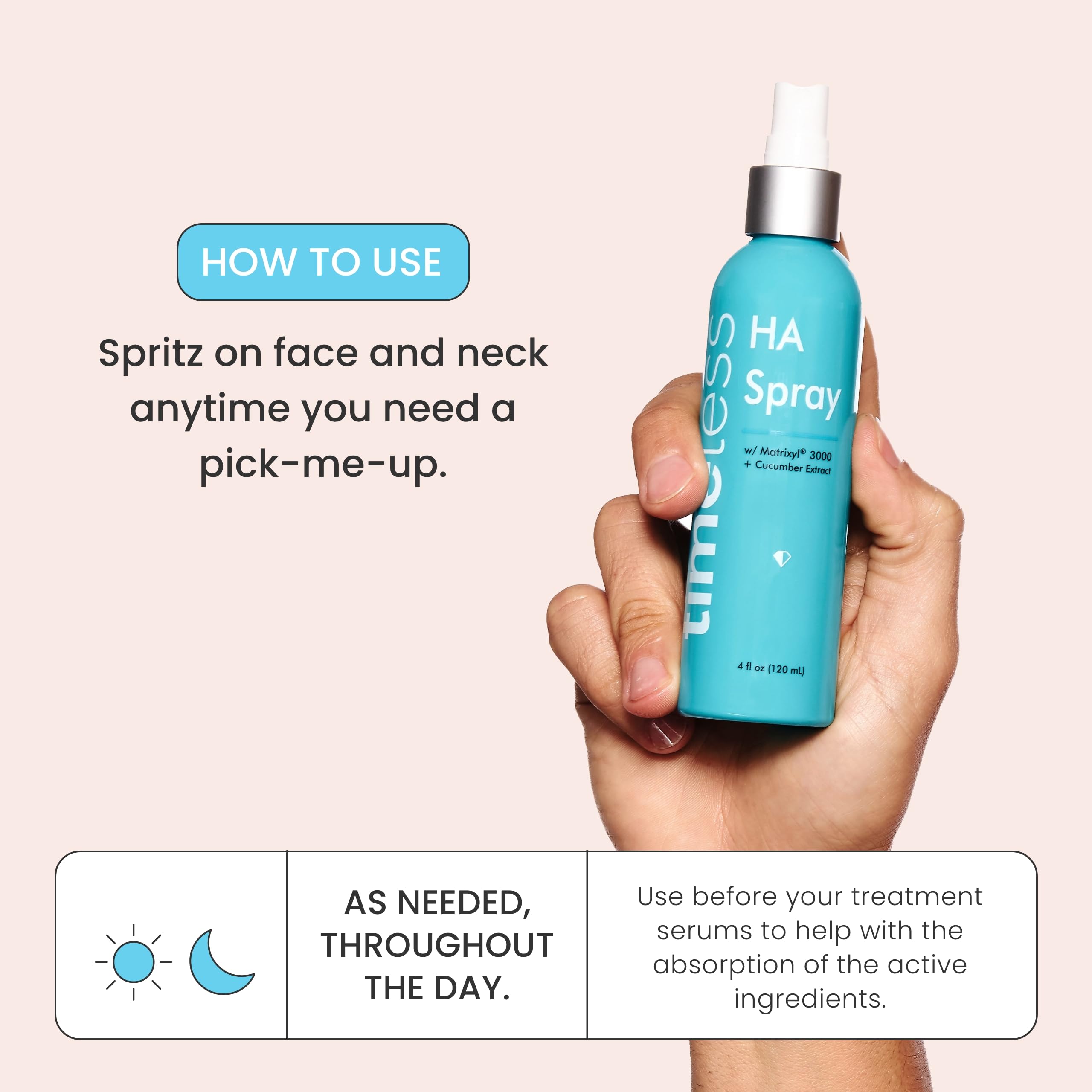 Timeless Skin Care HA Matrixyl 3000 with Cucumber Spray - Skin Mist with Hyaluronic Acid - Fragrance-Free Hydrating Face Spray -