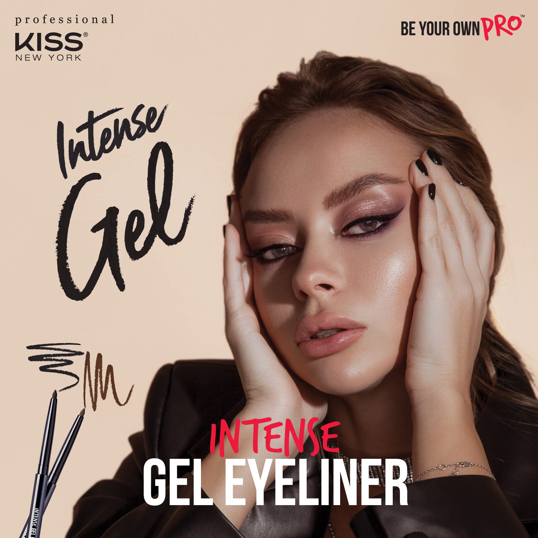 Kiss New York Pro Intense Gel Eyeliner With Built-In Sharpener, Waterproof, Smudge-Proof, Long Lasting Gel Eyeliner Pencil (Blac