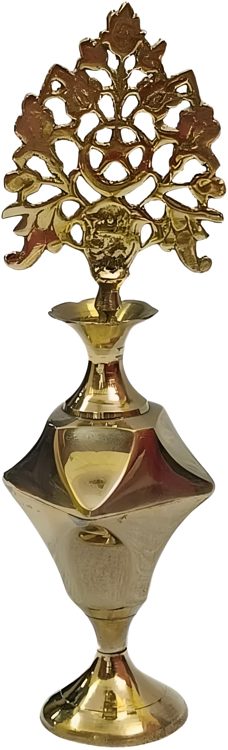 Brass Surmedani, Traditional Kohl Container, Gold Finish, Decorative Floral Design With 2 Surma