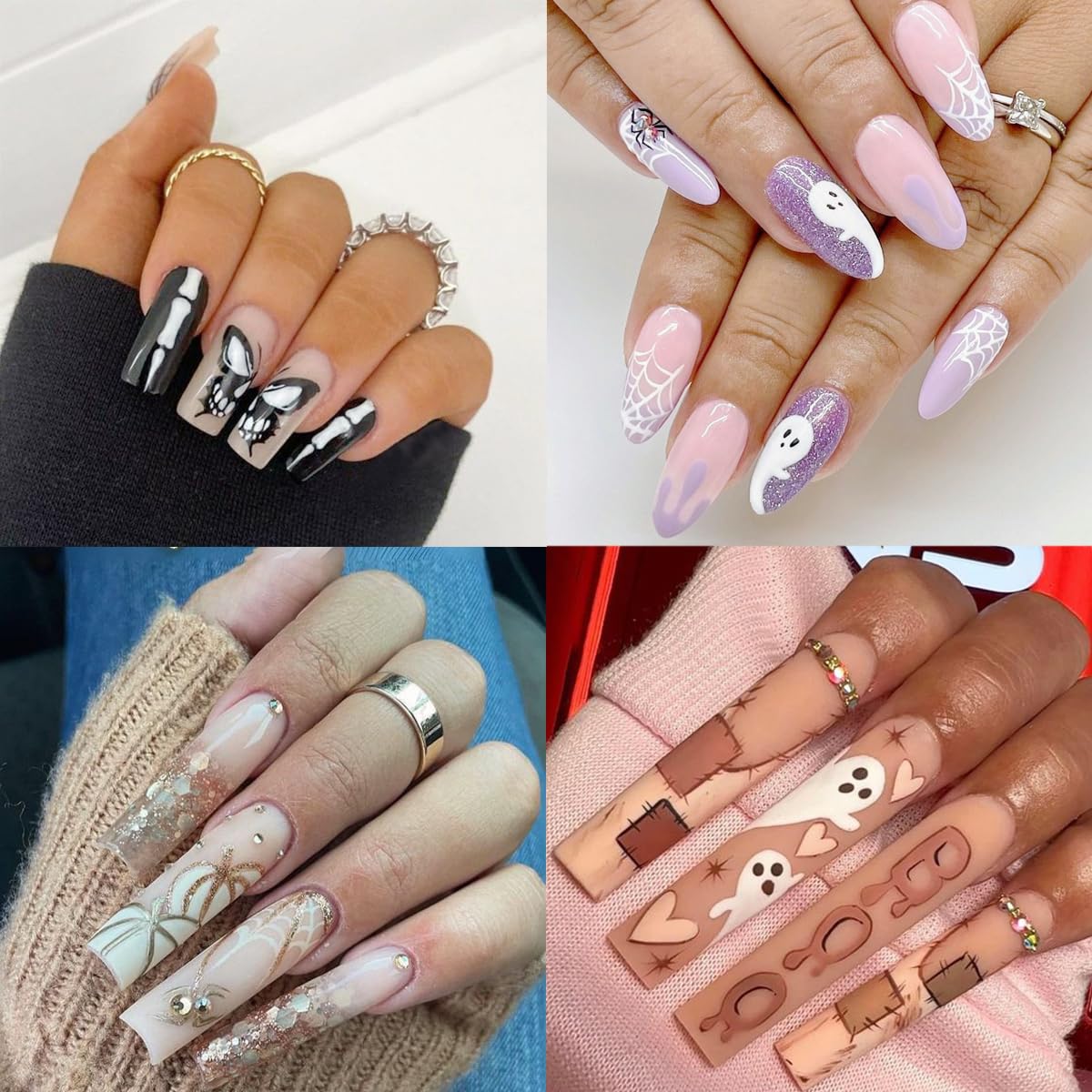 5D Halloween Nail Stickers Cute Ghost Nail Decals Self-Adhesive Pegatinas Uas Stars Moon Pumpkin Bear Fall Design Supplies Spook