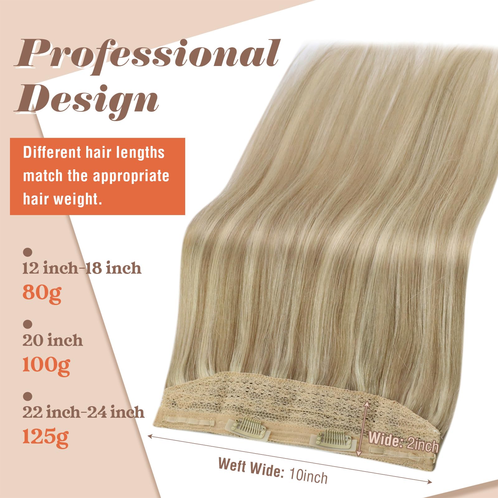 Sunny Wire Hair Extensions Real Human Hair Fish Line Human Hair Extensions Invisible Wire Extensions Golden Blonde with Medium B