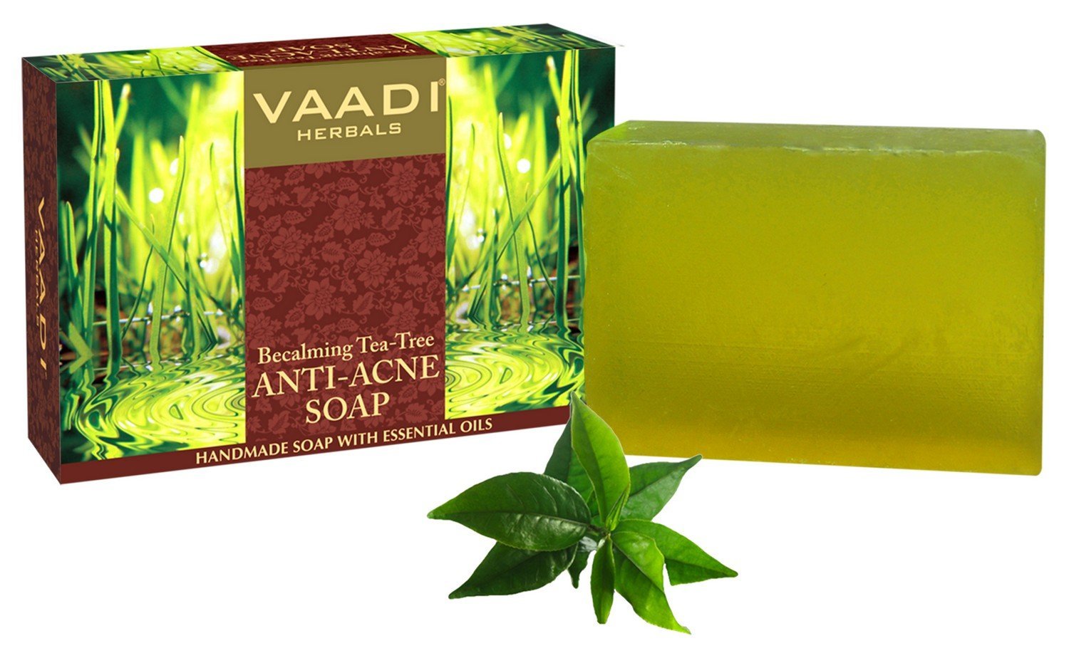Vaadi Herbals Tea Tree Oil Bath Bar Soap With Clove Oil - Handmade Herbal Soap With 100% Pure Essential Oils - All Natural - Eac