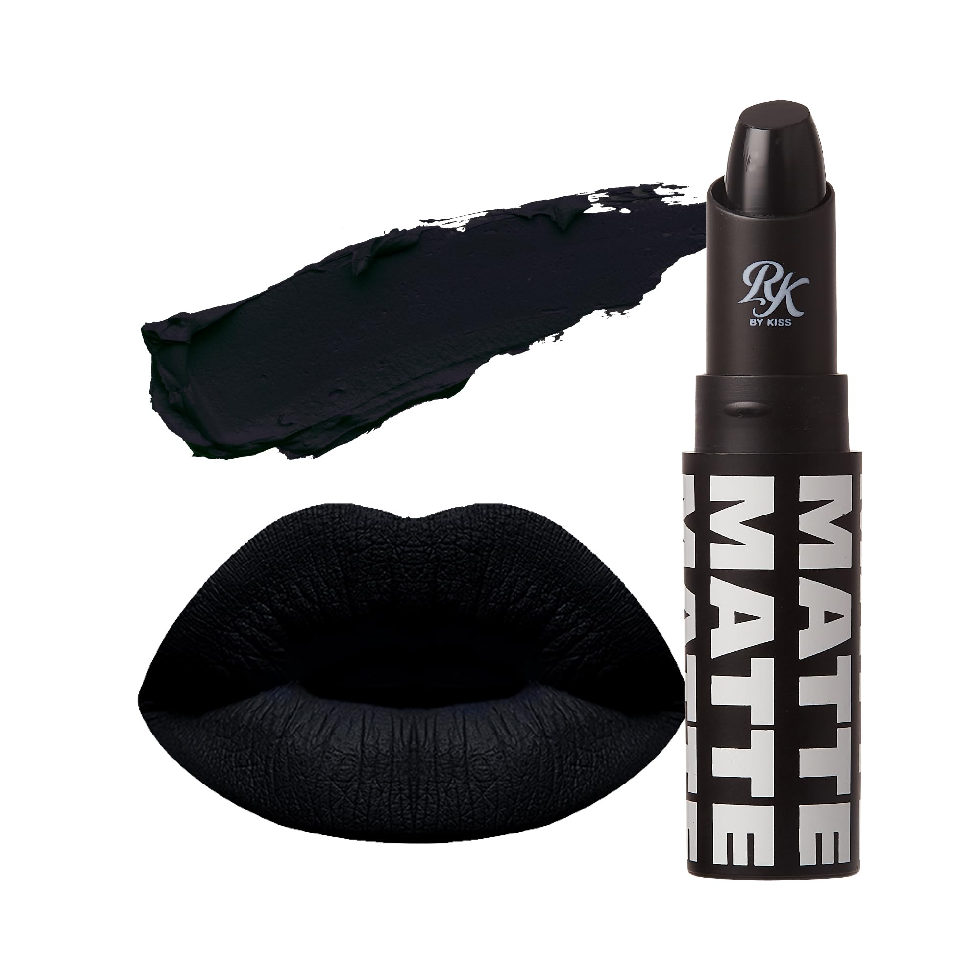 Ruby Kisses Lipstick, Black Color, Matte Finish, Long-Lasting, Highly Pigmented, Smooth Apply, Full Coverage Lip Color Makeup (B