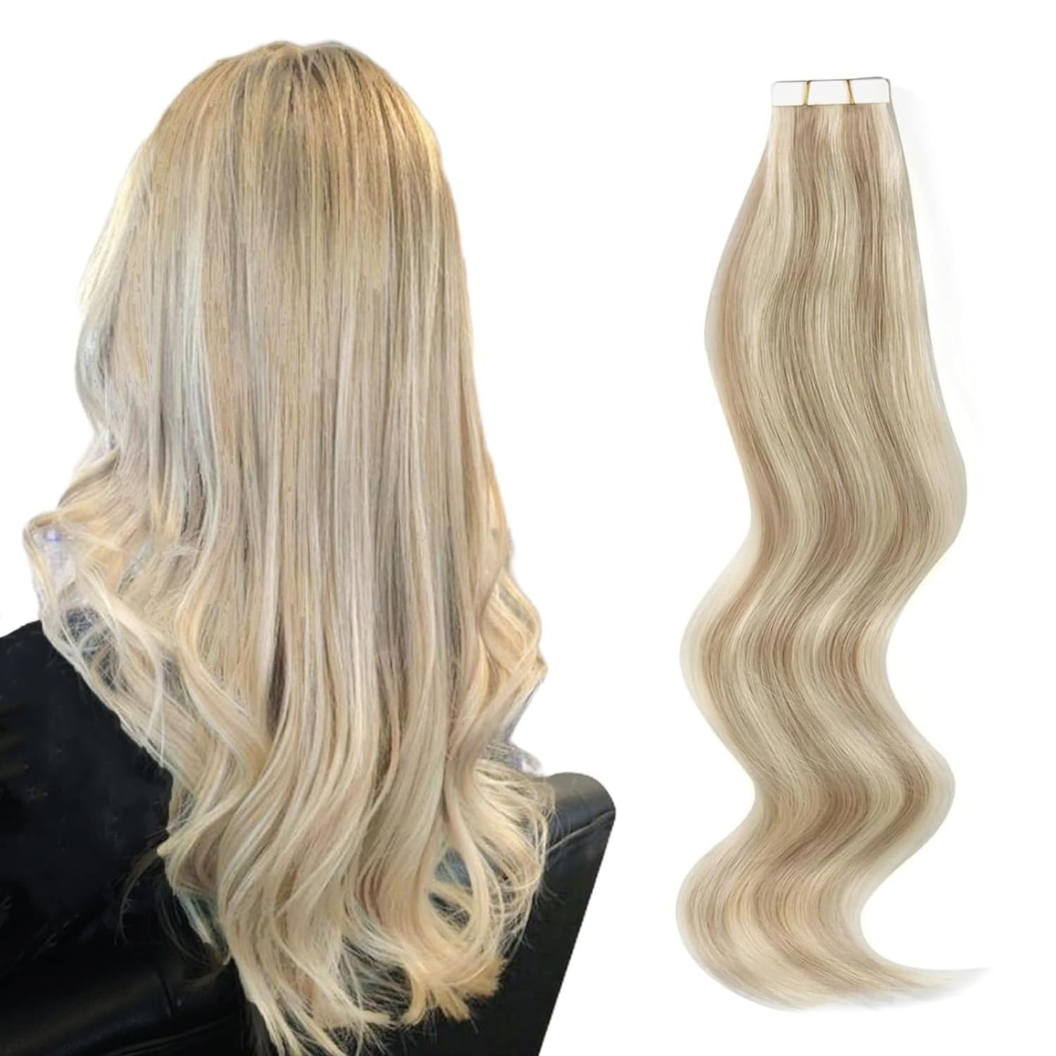 Abh Amazingbeauty Hair 20 Inch Hair Extensions Real Human Hair Tape In Honey Blonde Highlighted Medium Blonde Tape In Hair Exten